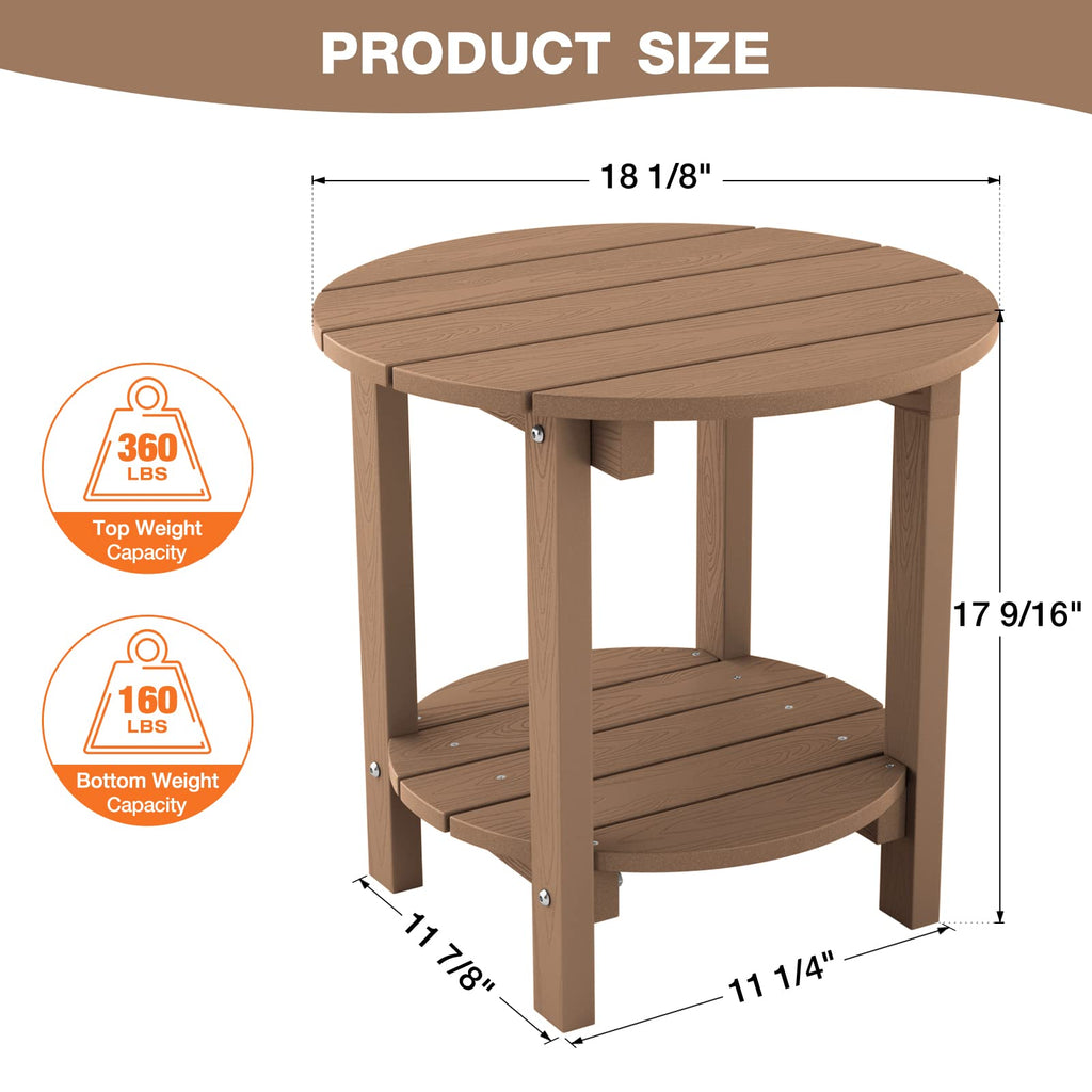 YEFU Adirondack Side Table, 18" Double Outdoor Side Table, Poly Lumber end Table, Weather Resistant for Indoor, Patio, Pool, Porch, Backyard-Black