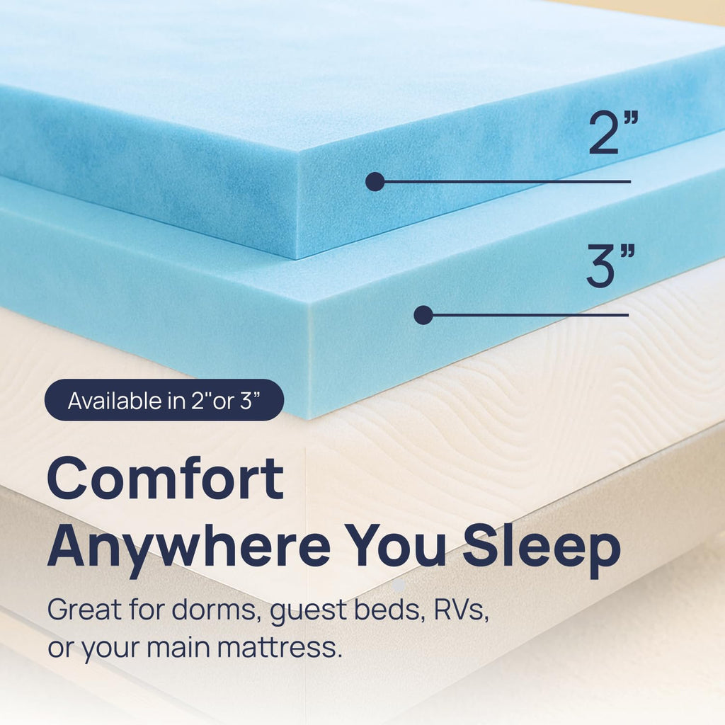 Sure2Sleep Gel Swirl Memory Foam Mattress Topper - 2 Inch, Pressure Relieving, Cooling Comfort - Made in the USA & CertiPUR-US Certified - Softens Firm Beds and Extends Mattress Life - Twin Size
