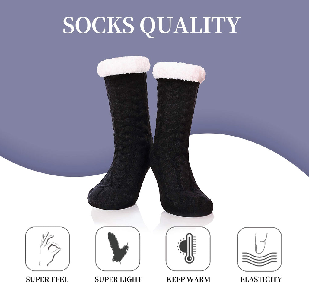 SDBING Women's Winter Super Soft Warm Cozy Fleece Lined Fuzzy Slipper Socks with Grippers