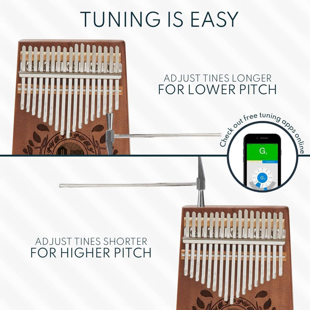 UNOKKI 17-Key Kalimba Thumb Piano - Portable Mahogany Percussion Mbira Instrument - Beginner Tuning Set, Music Instruments for Kids Gifts - Cherry