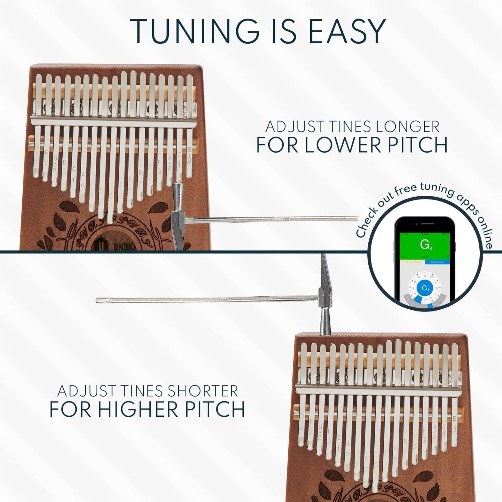 UNOKKI 17-Key Kalimba Thumb Piano - Portable Mahogany Percussion Mbira Instrument - Beginner Tuning Set, Music Instruments for Kids Gifts - Cherry