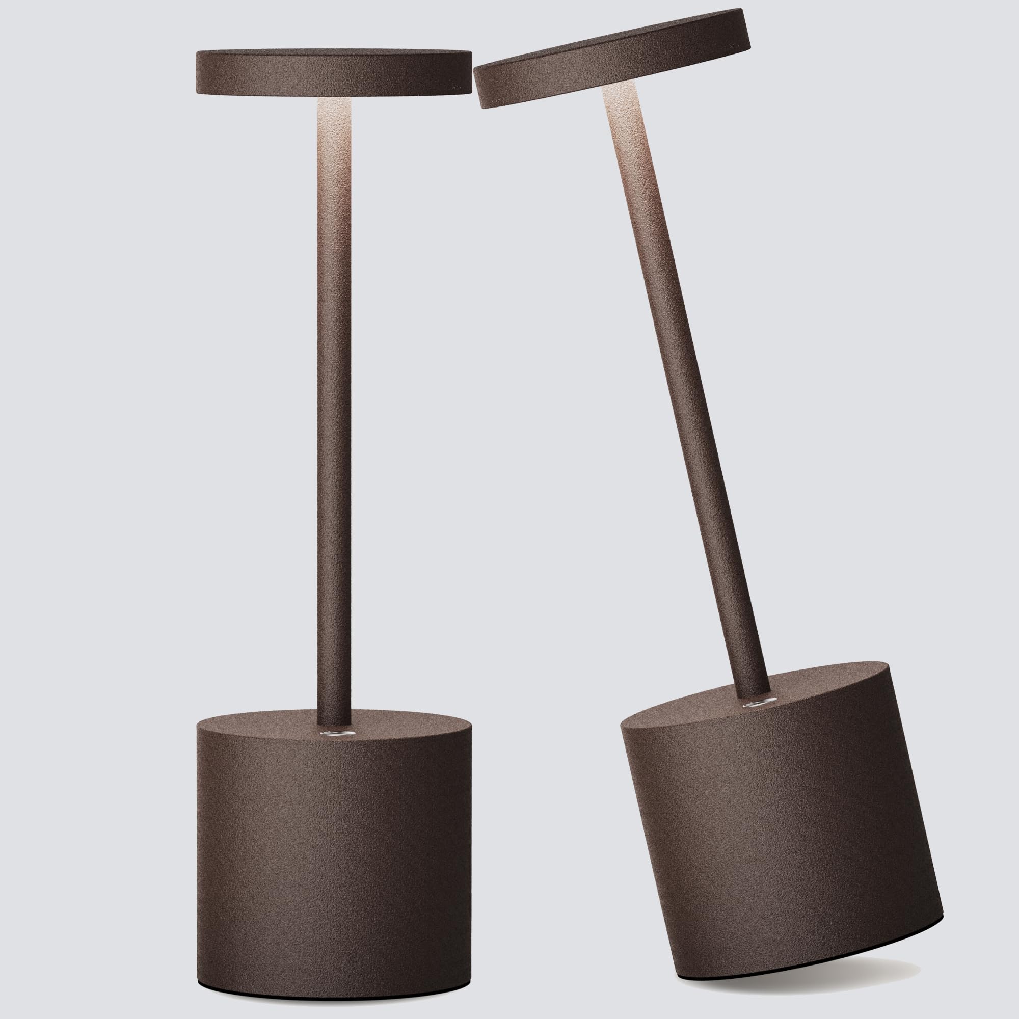 2Pack Cordless Table Lamp, Rechargeable LED Battery 5000mAh Metal USB Portable Powered Desk Lamp, 3 Levels Brightness Light for Restaurants Outdoor (2pack 10.25in Titanium)