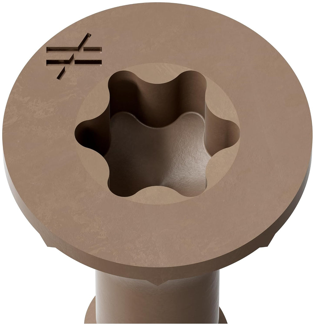 Simpson Strong-Tie DSVT212S Deck-Drive DSV Wood Screw (Collated) - #10 x 2-1/2 in. T-25 6-Lobe, Rimmed Flat Head, Quik Guard Coating, Low-Torque Threads, Tan (1000-Qty)