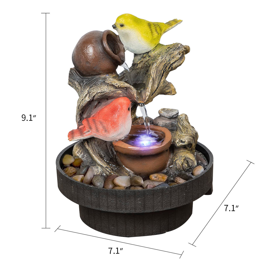 Ferrisland Tabletop Water Fountain, Zen Meditation Indoor Waterfall Fountain, Heart Shape Decoration with LED Light for Home Office Bedroom Relaxation Decor, Gift Ideas