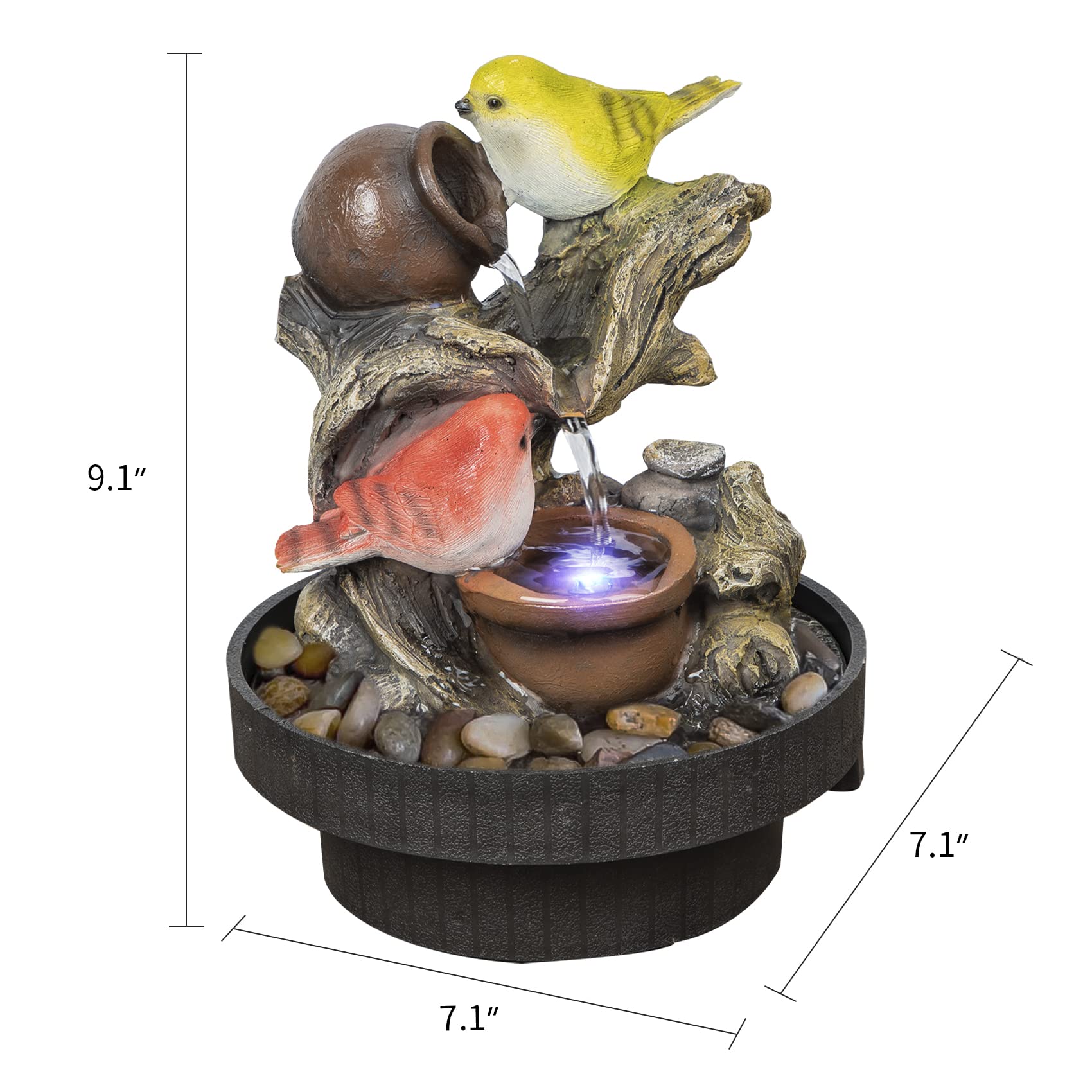 Ferrisland Tabletop Water Fountain, Zen Meditation Indoor Waterfall Fountain, Heart Shape Decoration with LED Light for Home Office Bedroom Relaxation Decor, Gift Ideas