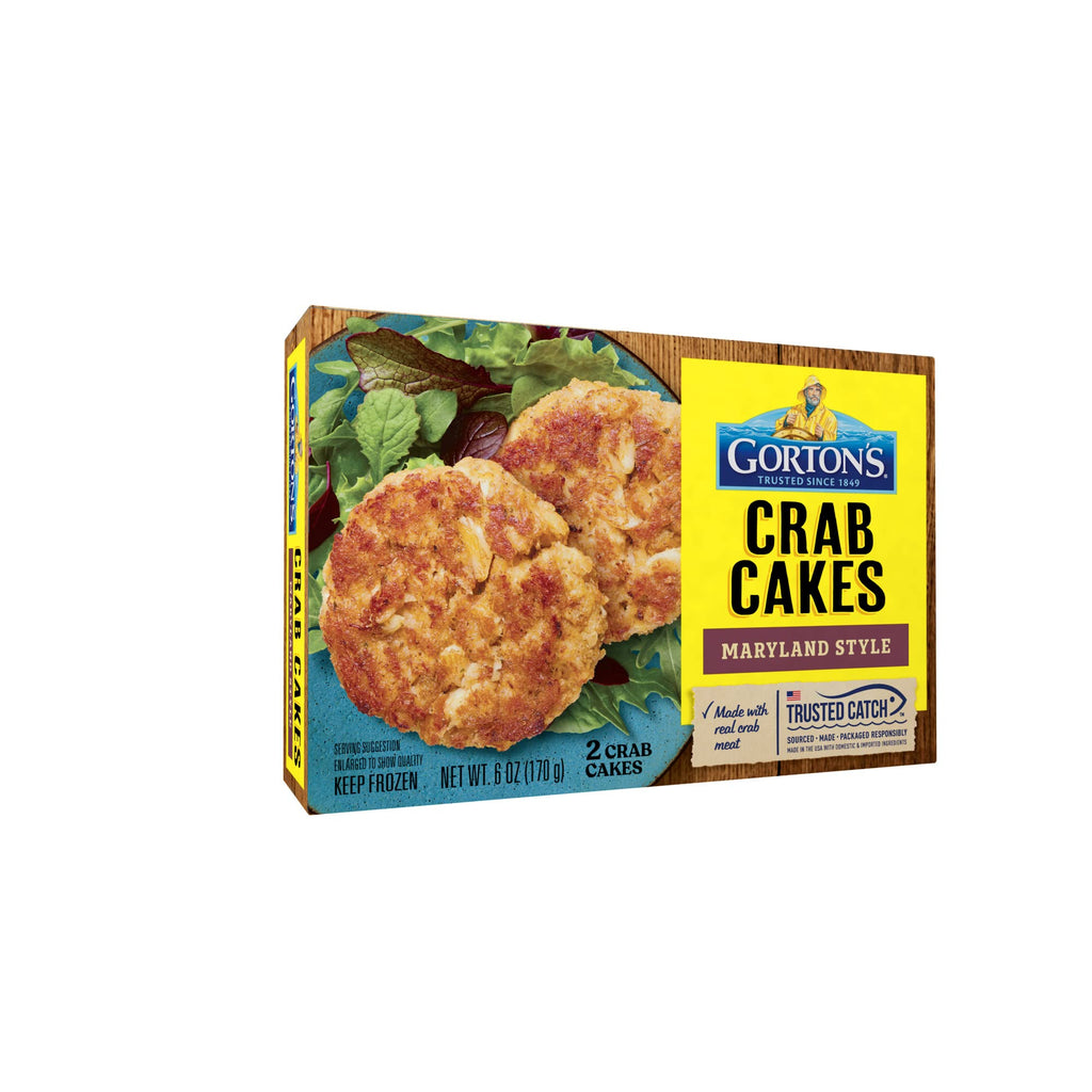 Gorton’s Crab Cakes Maryland Style, Real Crab Meat with Onions, Butter, and Seasoning, Frozen, 2 Count, 6 Ounce Package