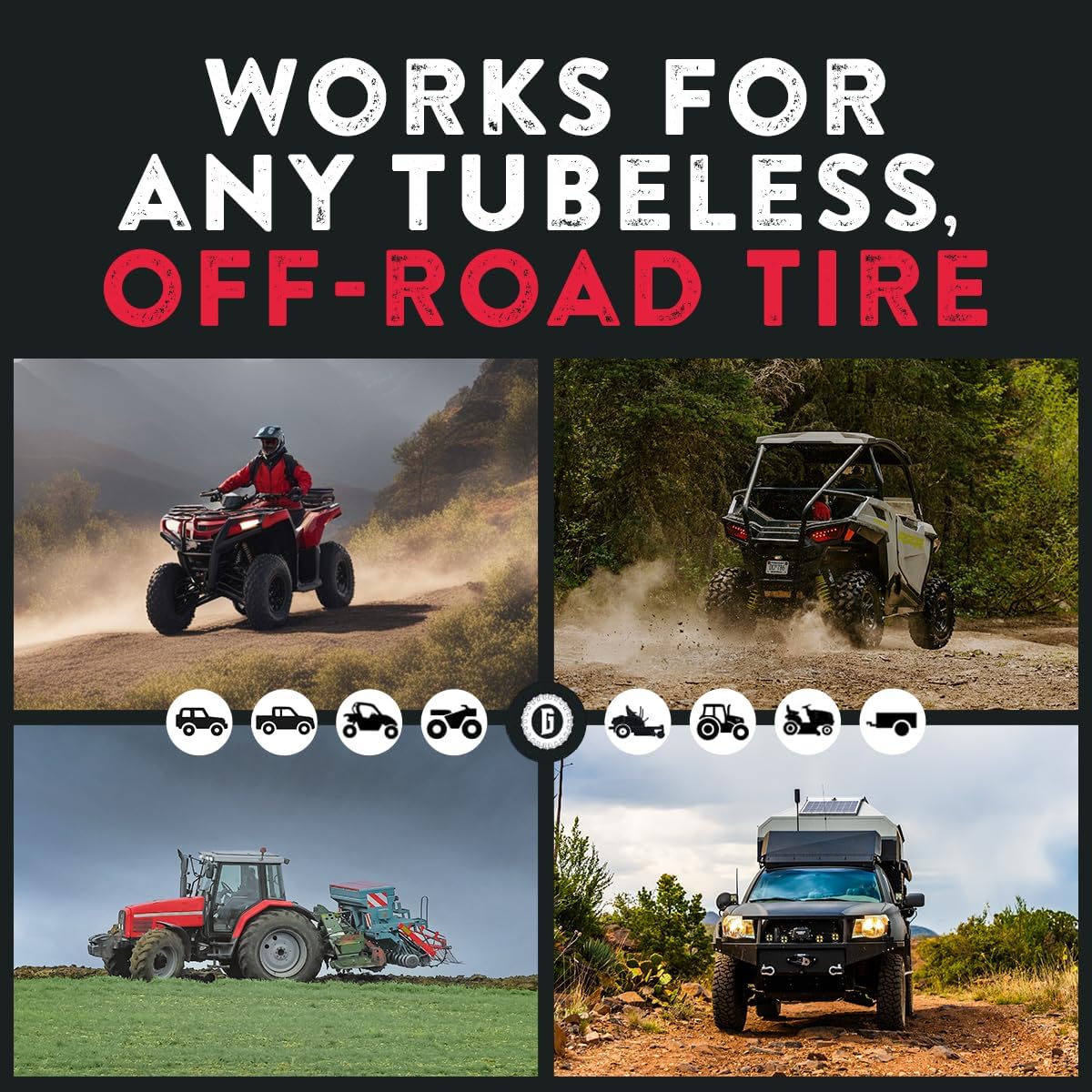 GlueTread Full-Size 4x4 Sidewall Tire Repair Kit | Sidewall Tire Patch Kit Puncture Repair Kit for Off-Road 4x4 Vehicles | Improved Rubber Formula No Accelerator Needed 10 Minutes Curing Time