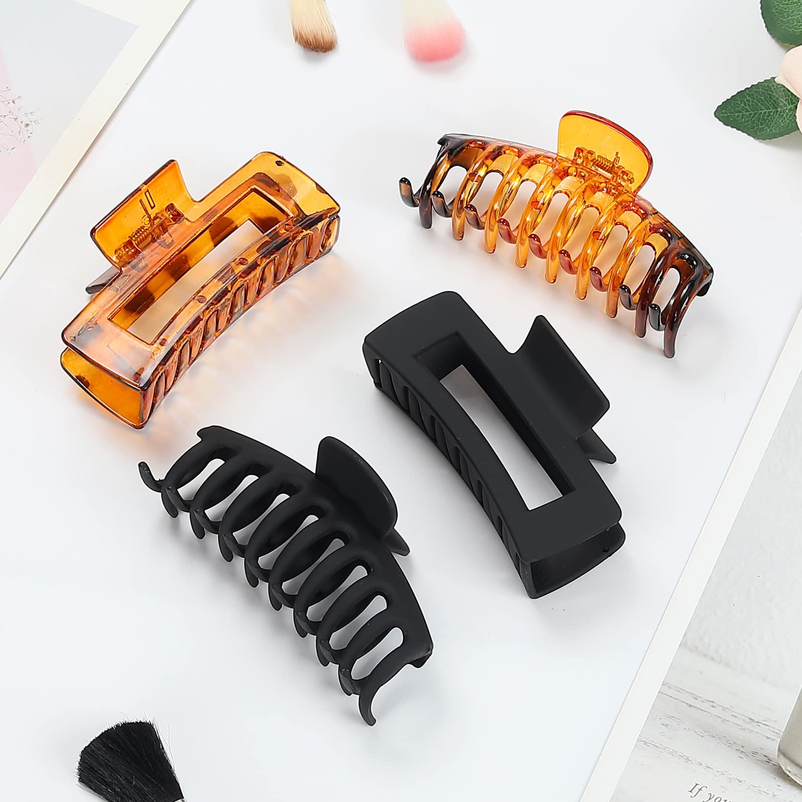 laxizar 8 Pack Claw Clips Rectangular Hair Clips for Women Girls Large Bandana Clips Strong Hold Hair Jaw Clips (Black)