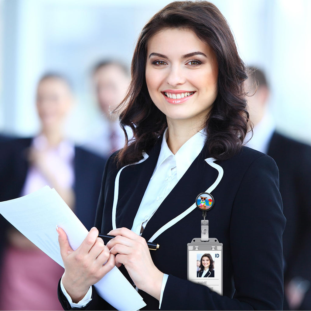 Tinlade 10 Pack Permanent Locking Hard Plastic Badge Holder Vertical Clear ID Badge Holder Heavy Duty Protector Case for Office School Card Travel 2.4 x 4.2 inches