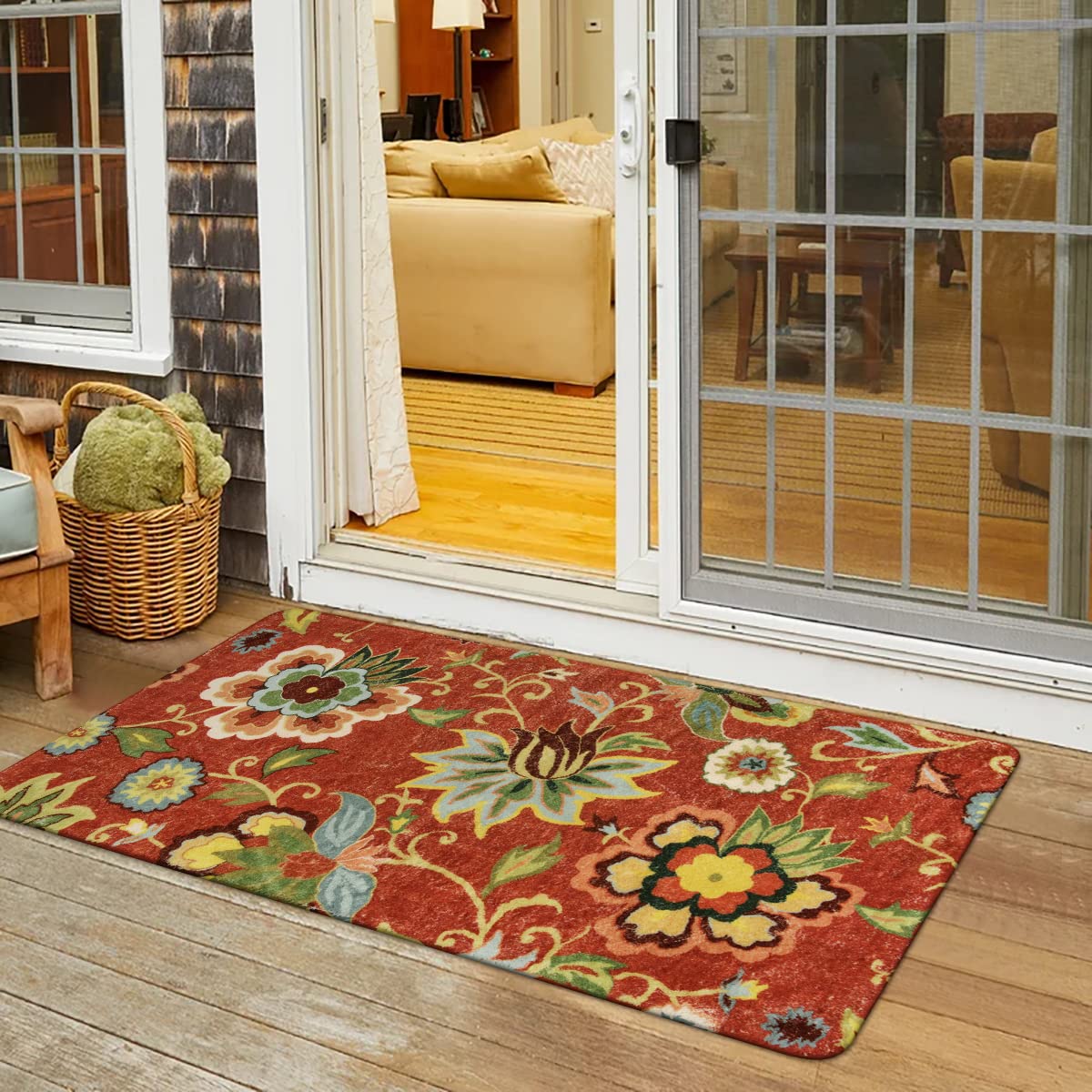 Lahome Floral Washable Area Rugs - 2x3 Non-Slip Small Entryway Rug Indoor, Throw Stain Resistant Kitchen Rugs Soft Black Paisley Print Bathroom Mats DoorMat Carpet for Bedroom Laundry Living Room Sink