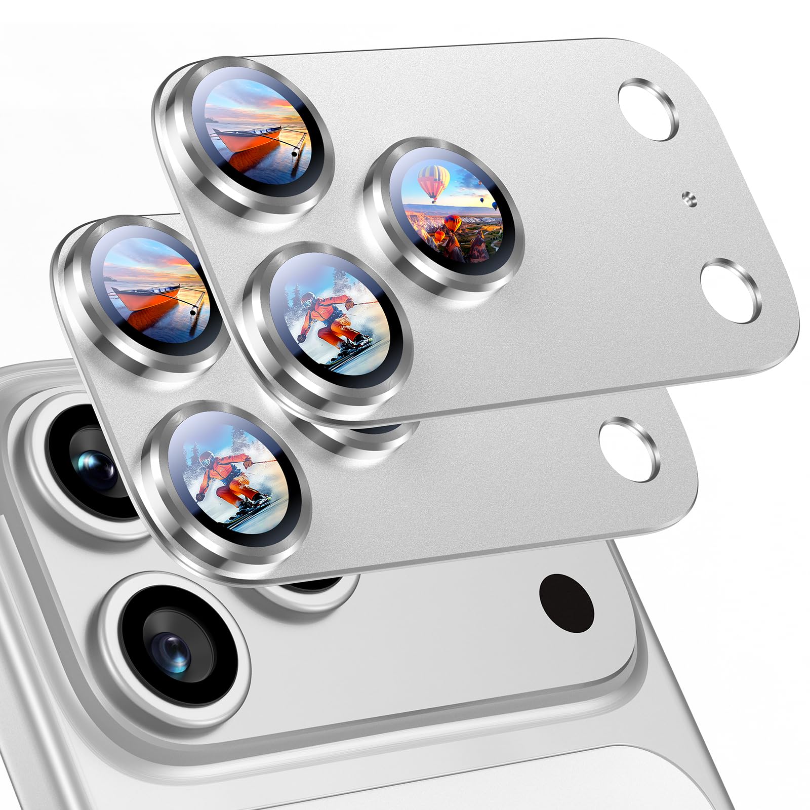 Uyiton Compatible with iPhone 17 Camera Lens Protector - [Not Easy to Break][Strong Adsorption][Case-Friendly] Metal Tempered Glass Rear Camera Screen Cover - Black