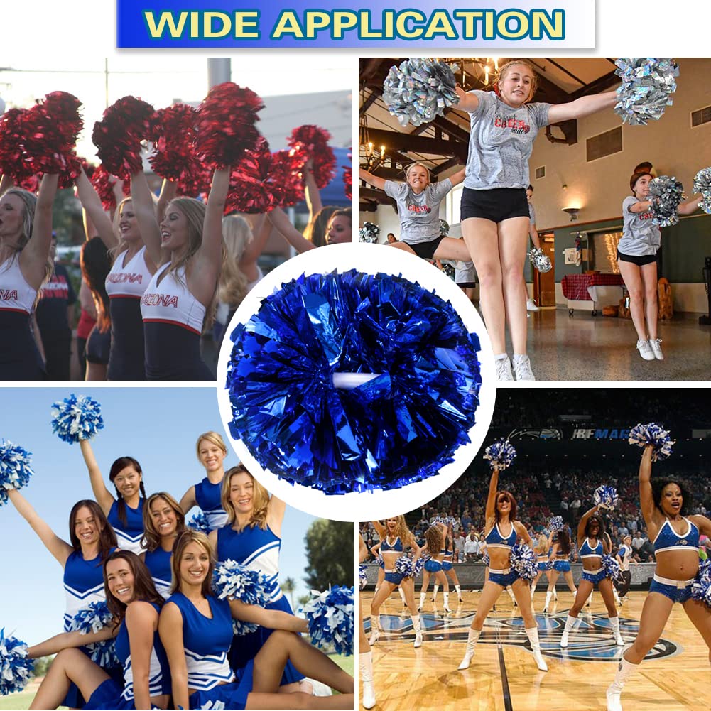 Lovecheer 2PCS/6PCS Metallic Pom Poms Cheerleading with Baton Handle Cheer Pompoms for Kids Adults Team Sports Spirit Party Cheering