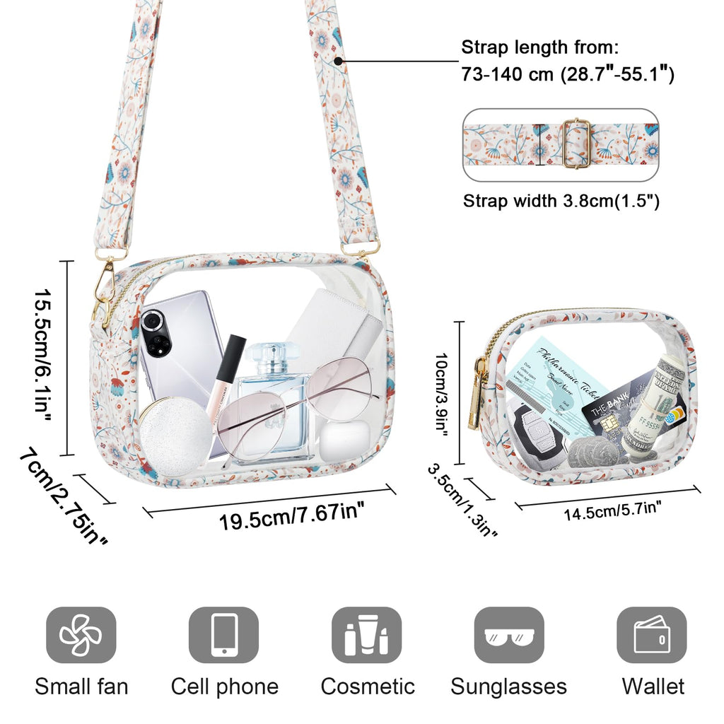 KETIEE Clear Crossbody Bag, Stadium Approved Clear Purse Bag for Concerts Sports Events Festivals