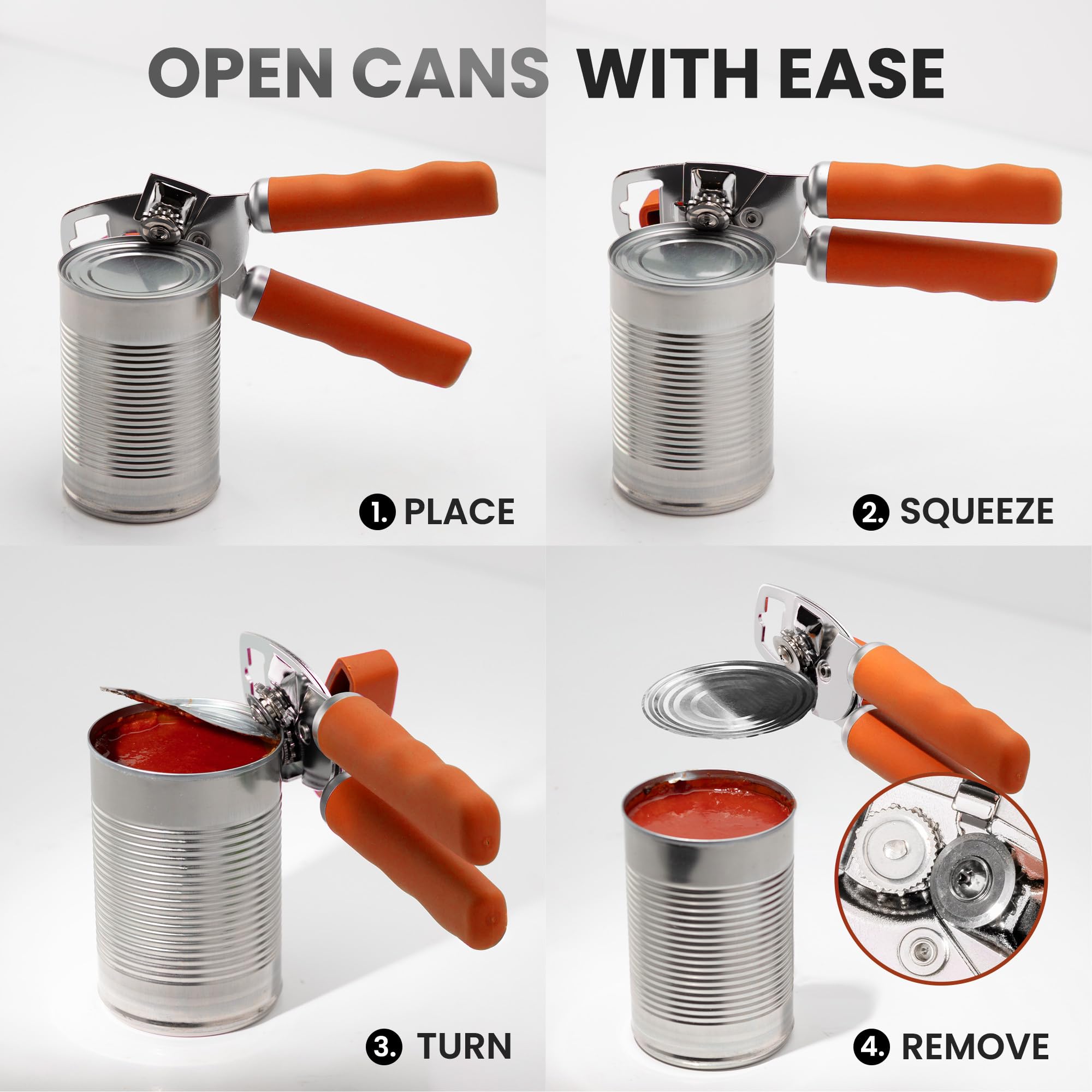 Zulay Kitchen Heavy Duty Stainless Steel Can Opener Manual with Bottle Opener - Rust Proof Manual Can Opener With Turn Knob & Comfy Soft Grip Handles - Airy Lilac
