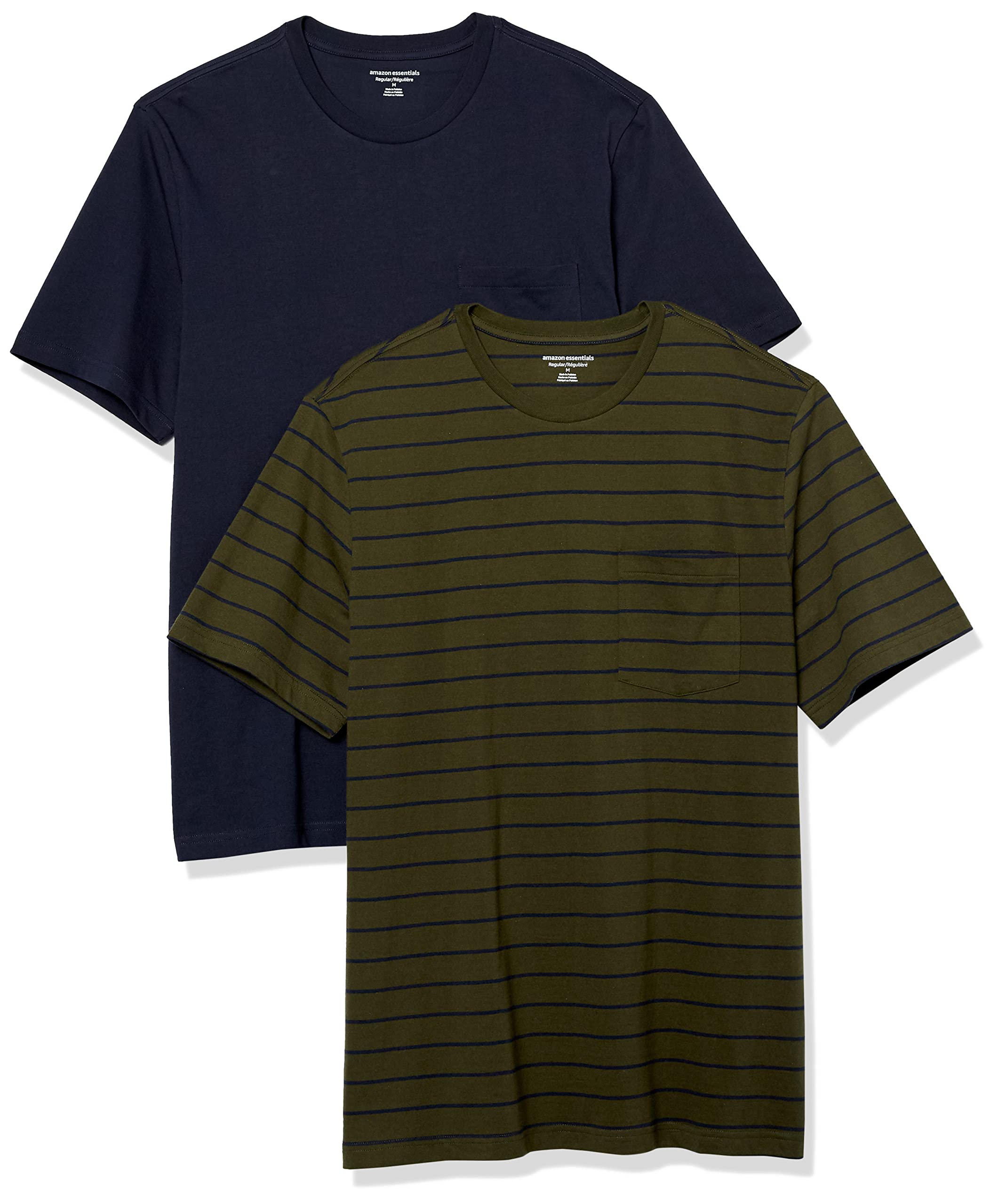 Amazon Essentials Men's Short-Sleeve Crewneck Pocket T-Shirts, Pack of 2