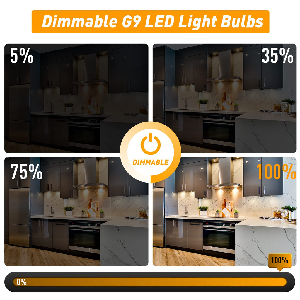 G9 LED Bulbs Dimmable 3W (T4 30W 25W 20W Halogen Bulb Equivalent), Warm White 2700K, 120V, 350LM Bi Pin or Chandelier Wall Pendant Ceiling Lamps,No Flicker 4-Pack