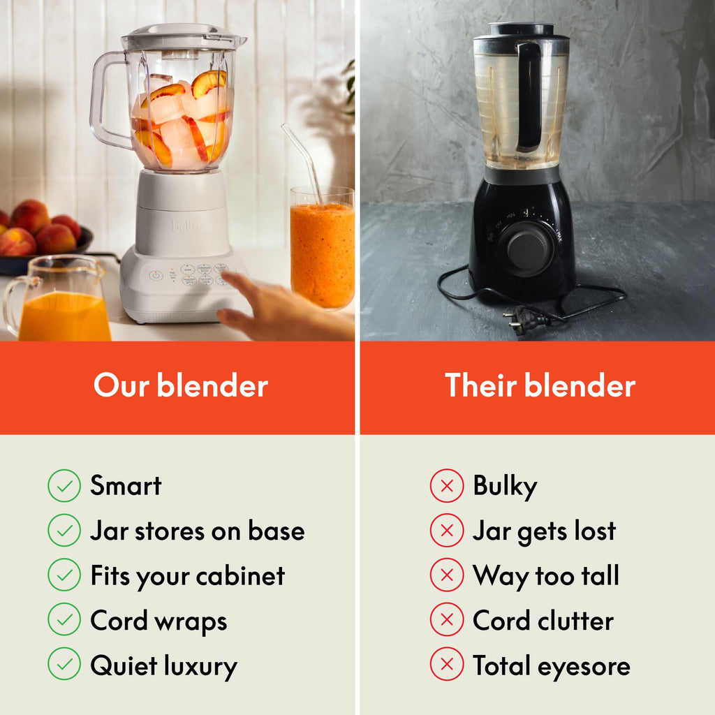 bella 10 Speed Countertop Blender, Juicer & Smoothie Maker, Fits-anywhere™ Kitchenware, Slim Flip & Store Design, Dishwasher Safe 48oz Capacity Pitcher & Lid, Stainless Steel Blade, 450 Watt, Blossom