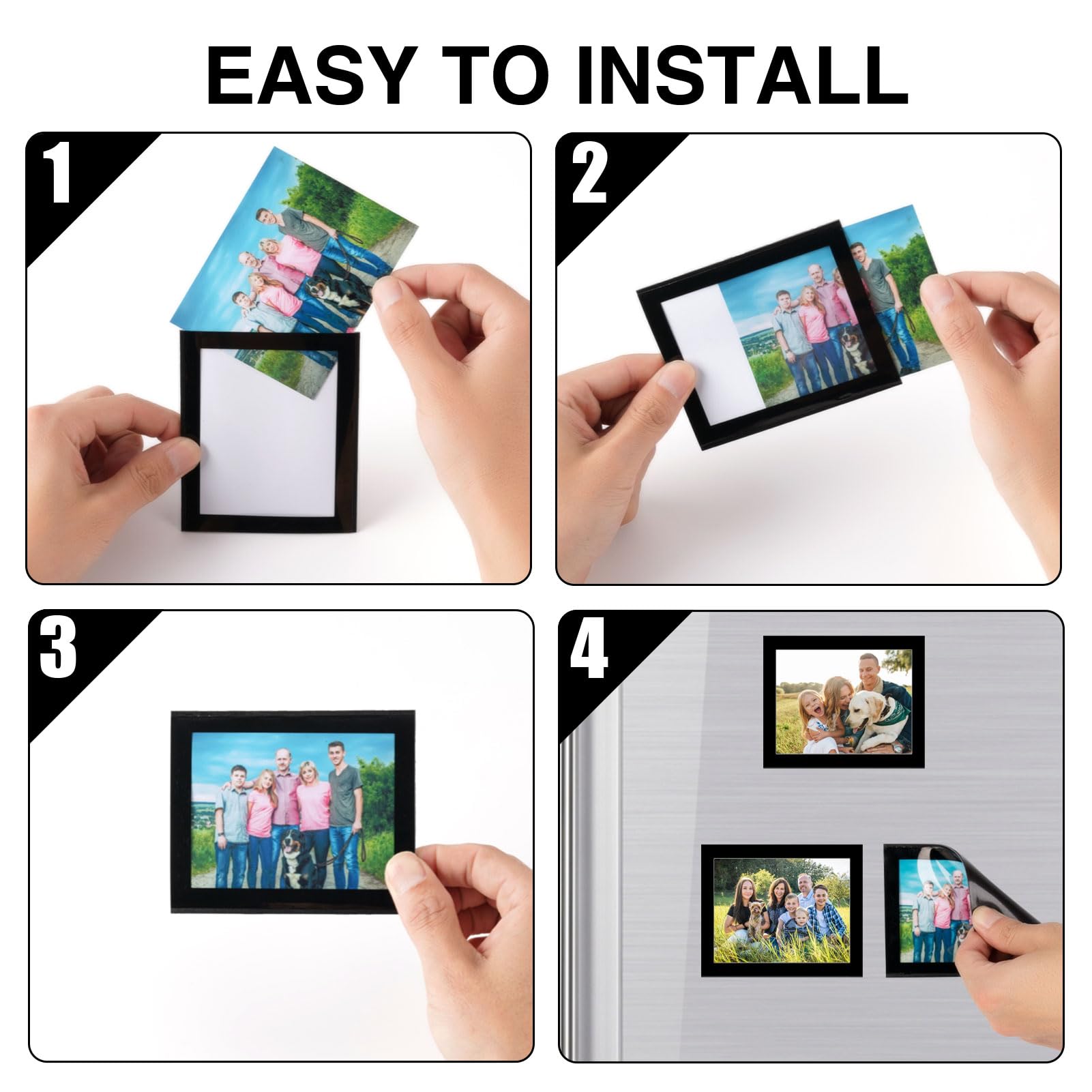 STTMGN Magnetic Picture Frames with Black Border(2.5"X3.5",12 Pack),Mini Wallet Size Magnet Photo Sleeves Pockets/Holder,Decorations for Home/Office/School/Classroom/Party
