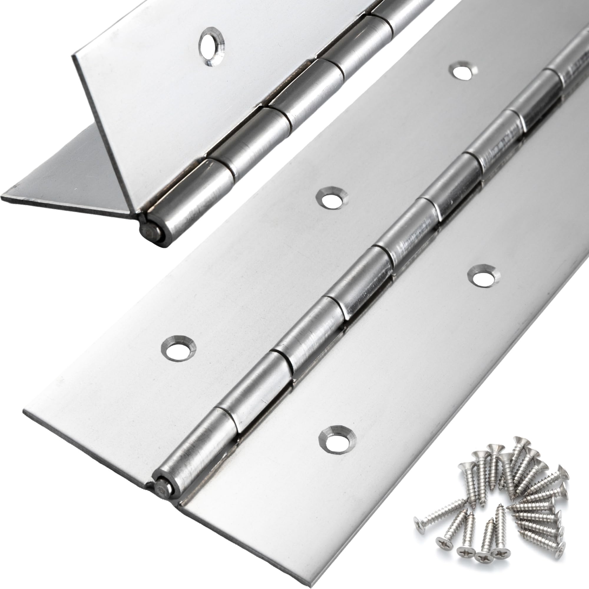 2 Pcs Heavy Duty Piano Hinge 8 Inch x 3 Inch Width, True 0.060'' Thick Stainless Steel Piano Hinge for Heavy Duty Cabinet, Door, Toolbox, Wooden Box, Metal Plate, Furniture, Industrial Project