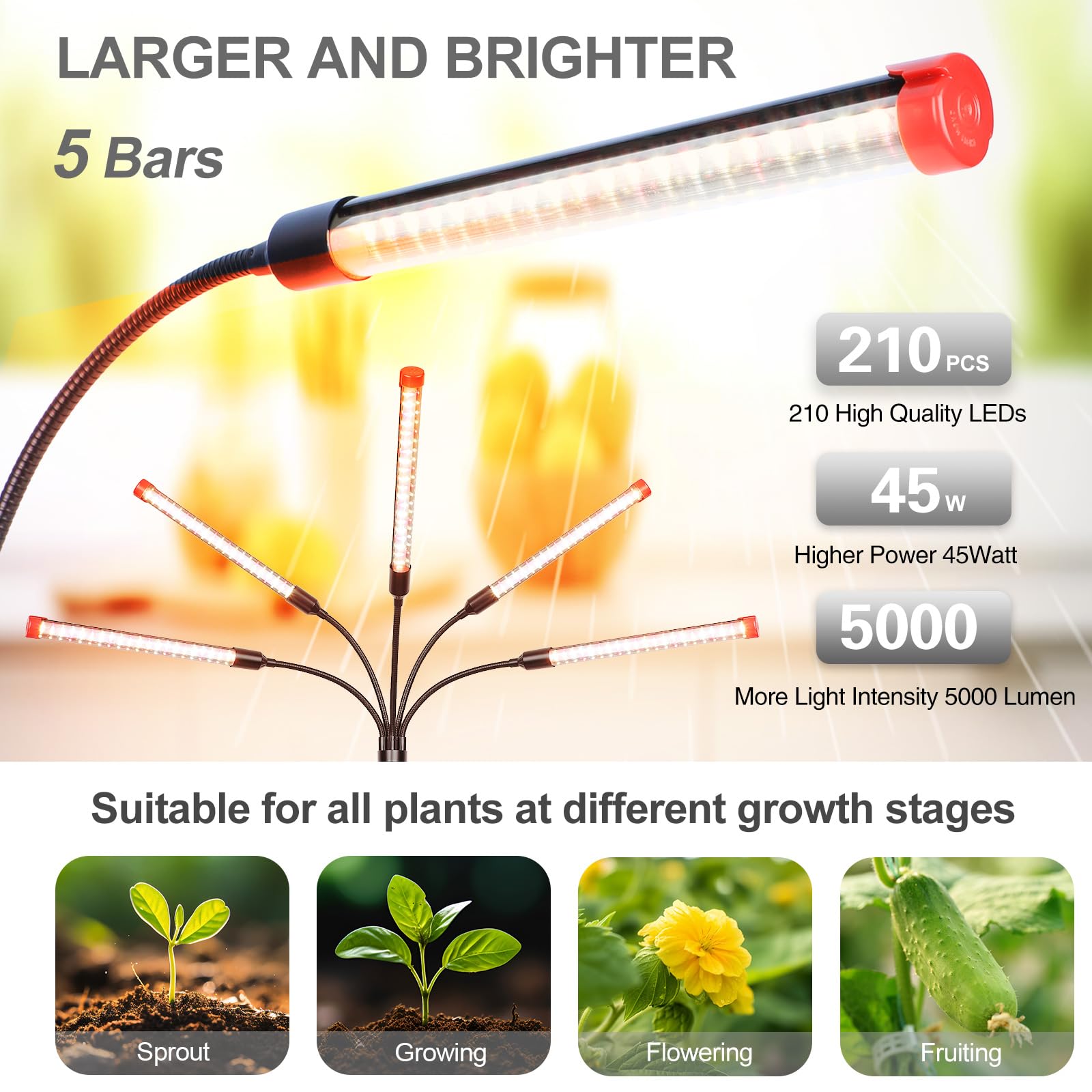 FECiDA Gamechanger 2026 36 Watt Power Draw, NO Need Adapter, 4Head Strong Clip Grow Lights for Indoor Plants with 4/8/12/16/20H Timer, LED Plant Growing Lamps for Houseplants, Bonsai, Seed Starting