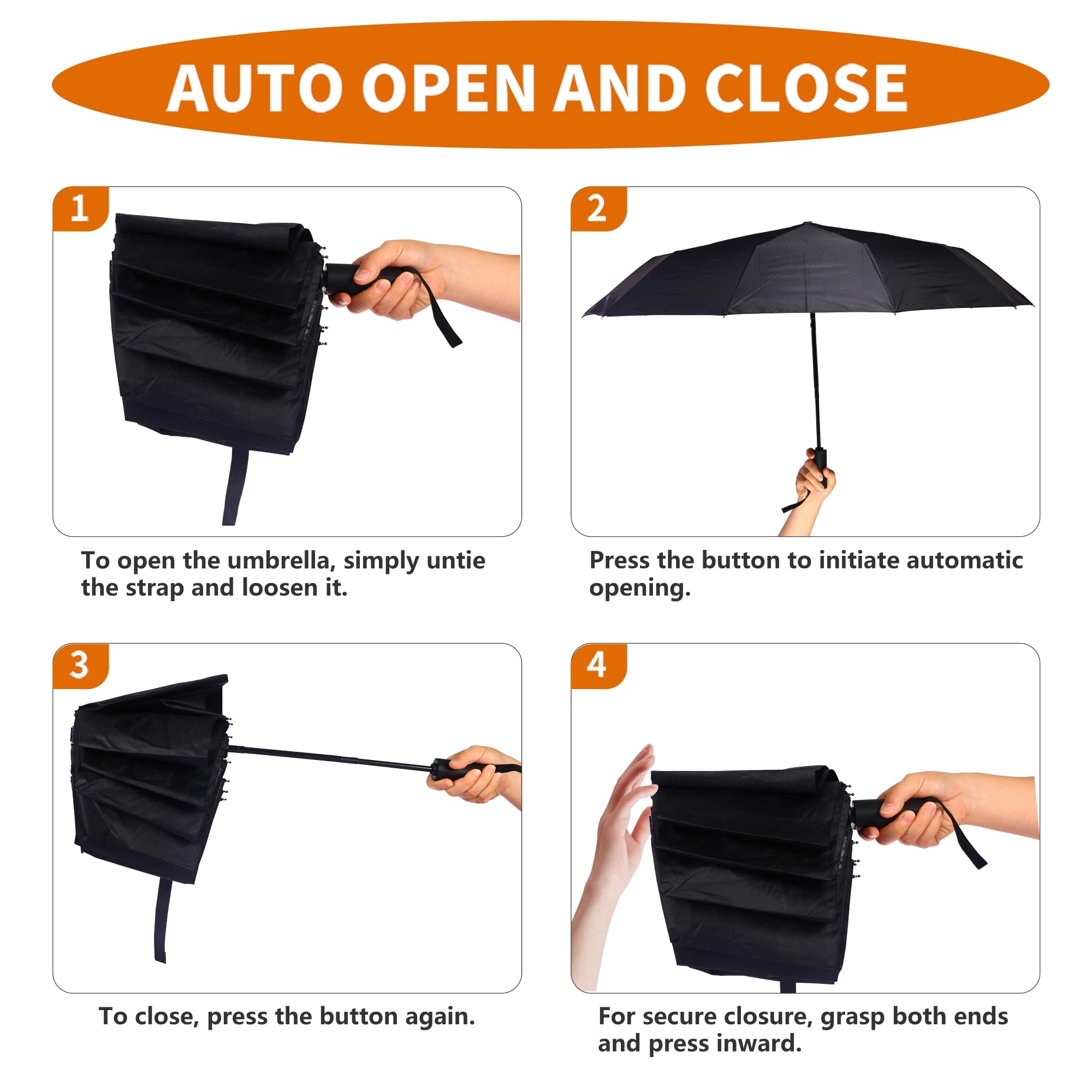 Bluinzi 46 Inch Compact Umbrellas for Rain - Travel Small Umbrella - Automatic Folding Umbrella - Windproof Portable Umbrella, Double 10-rib
