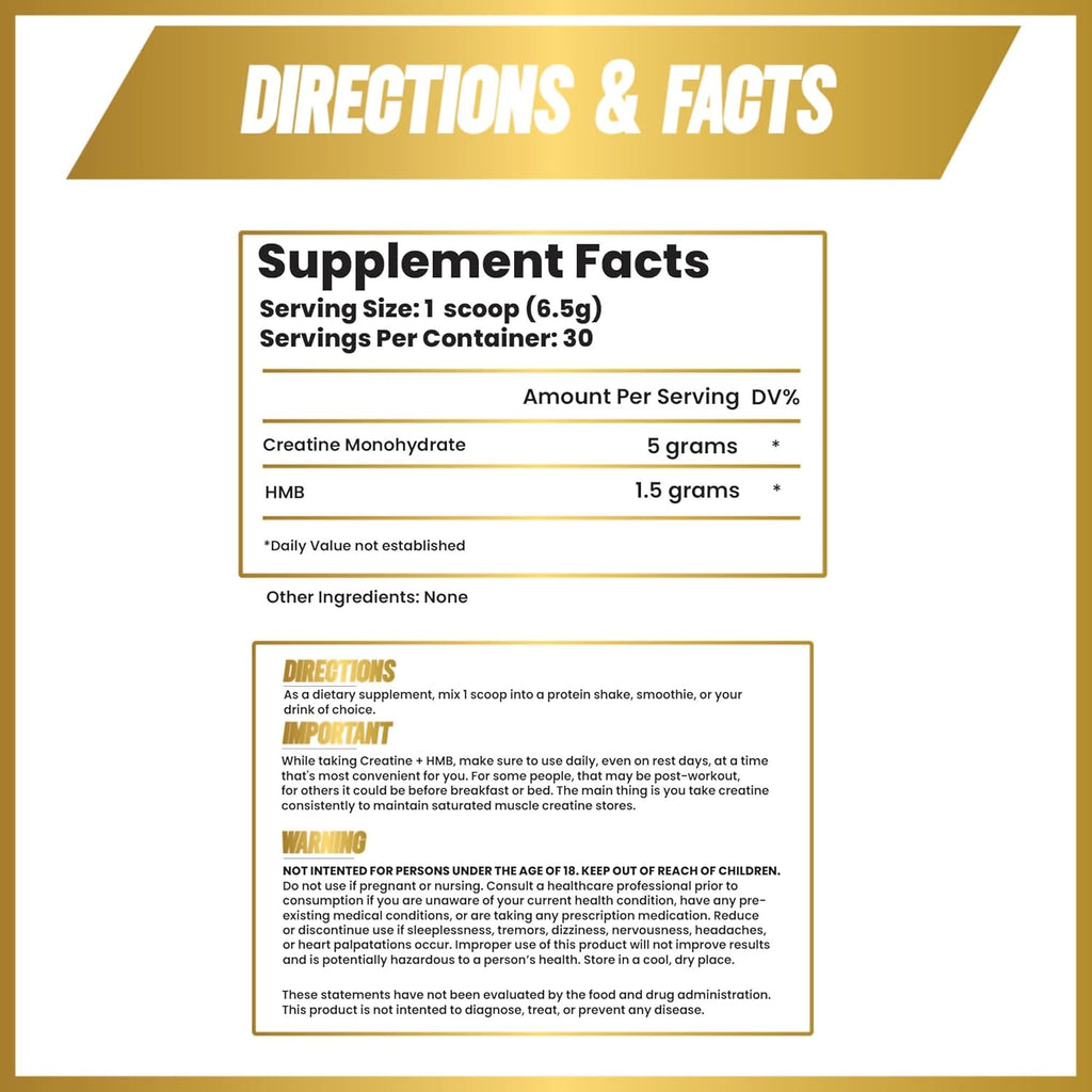 Creatine HMB - HMB Creatine - for Muscle Growth, Increased Strength, Enhanced Energy Output, and Improved Athletic Performance - 30 Servings - Unflavored