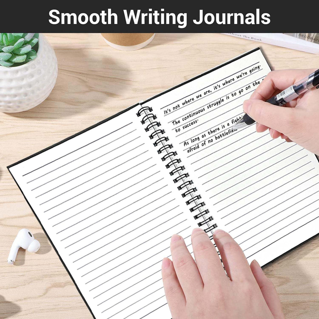 4Pack Small Spiral Notebook A5, 8.25x5.5” 120 Lined Pages Black & Red Wide Ruled Spiral Journal Bulk Blank Kraft Cover Spiral Bound Notebook & Writing Pads for Home Office Meeting Work Note Taking