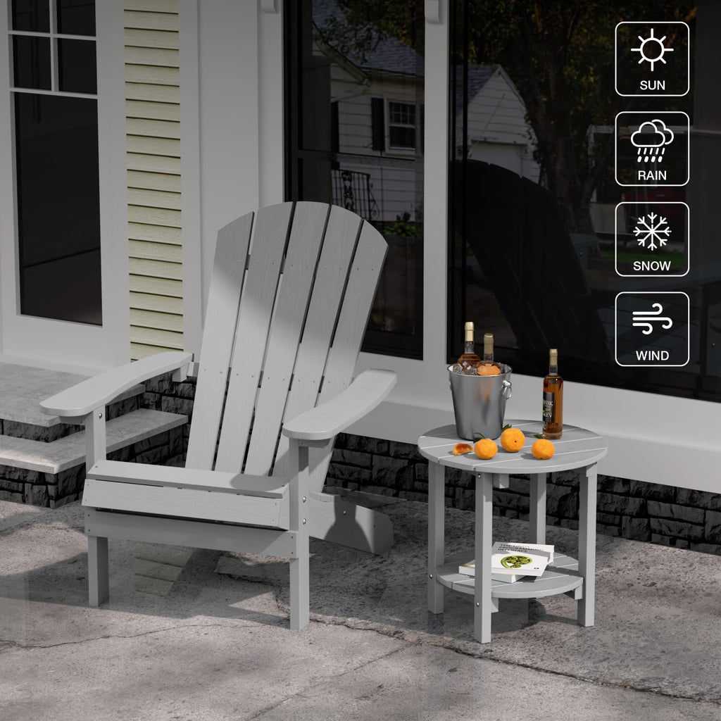 YEFU Adirondack Side Table, 18" Double Outdoor Side Table, Poly Lumber end Table, Weather Resistant for Indoor, Patio, Pool, Porch, Backyard-Black