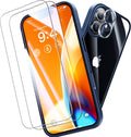 Opxyl Not Yellowing for iPhone 16 Case Clear, 360° Protection with 2X Screen Protector + 2X Camera Lens Protector, Military Grade Shockproof Phone Case Slim Cover for iPhone 16, Blue