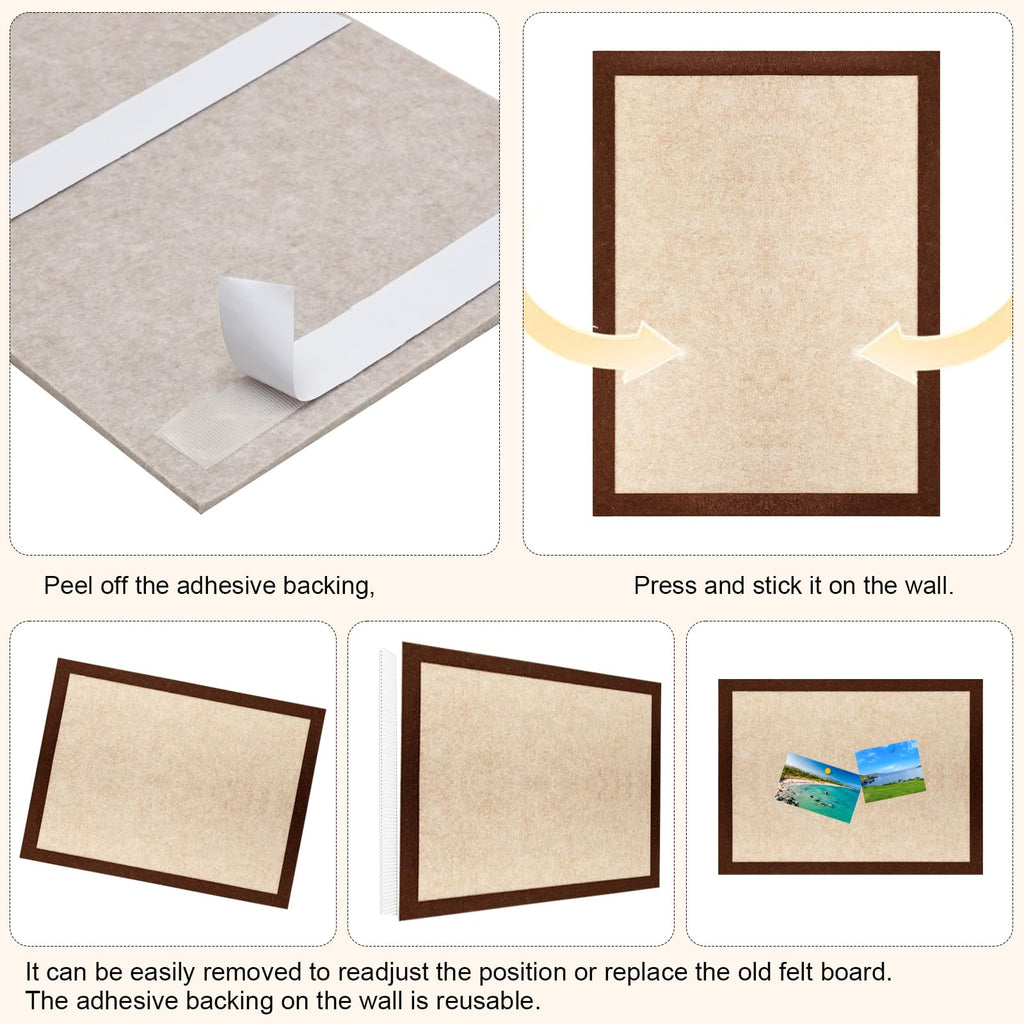 Felt Bulletin Board, 15.7''X 11.8'' corkboard Pin Board for Bedrooms Offices Home Wall Decoration, Self Adhesive Cork Board with 35 Push Pins for Paste Notes, Photos, Schedules (2 Pack)
