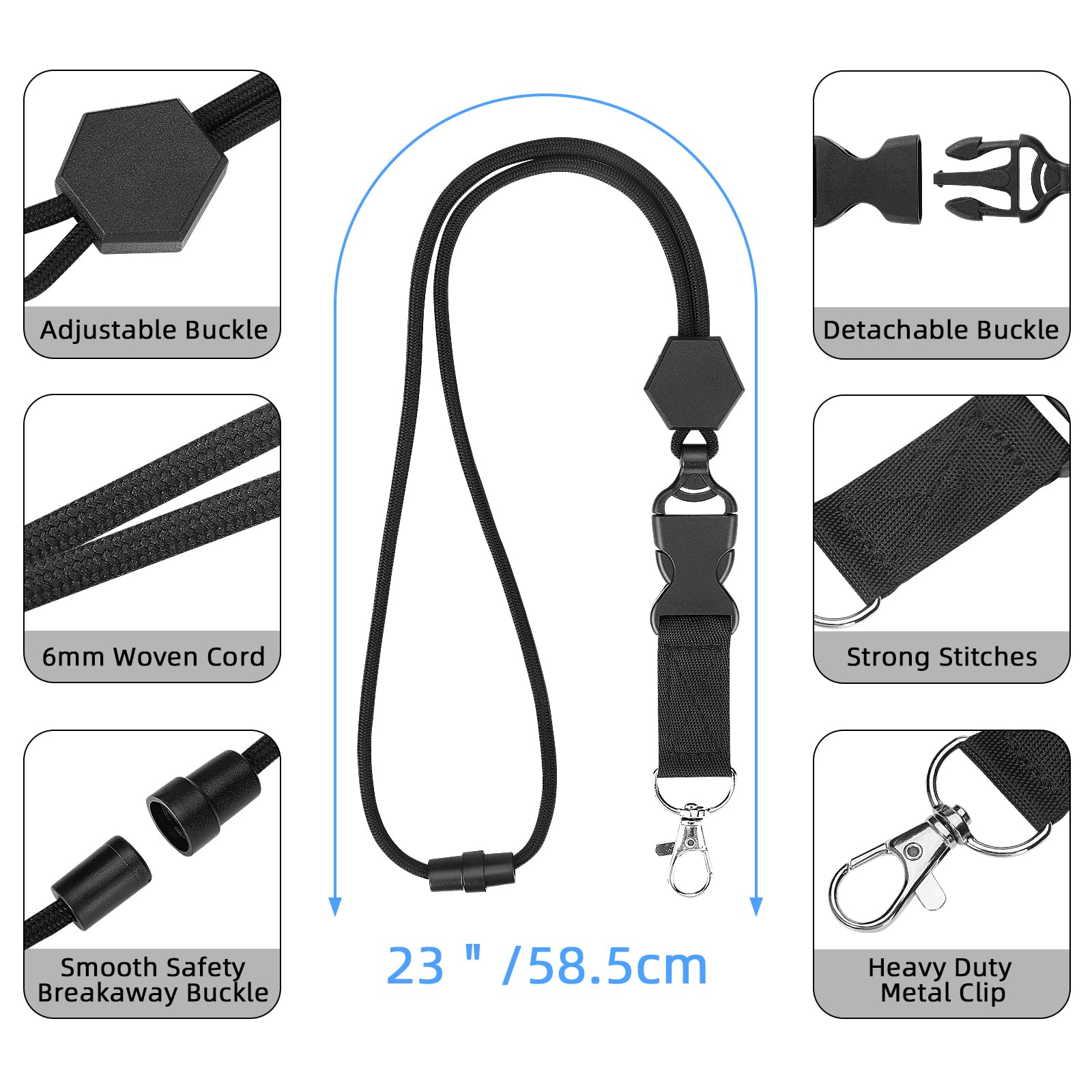 Oaridey Retractable Badge Holder with Belt Clip, Heavy Duty Retractable Keychain with Tactical ID Card Holder (Holds 6 Cards) - 31.5” Retractable Badge Reel Key Chain