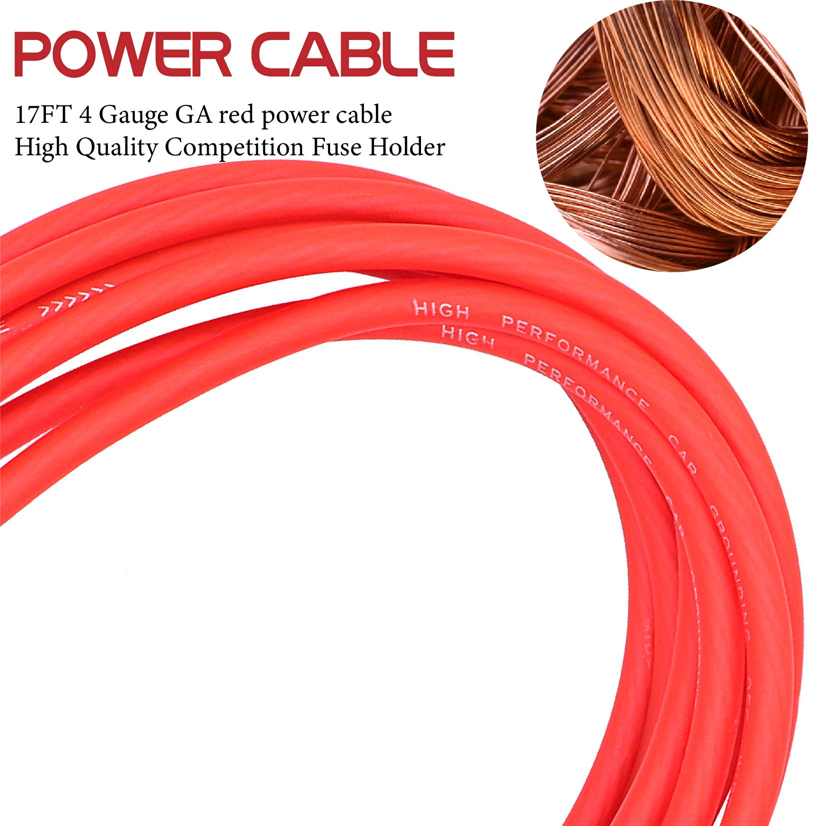 0 Gauge Amp Wiring Kit,3000 Watt Amplifier Sub Installation Kit Make Connections and Brings Power to Your Radio,Subwoofers and Speakers