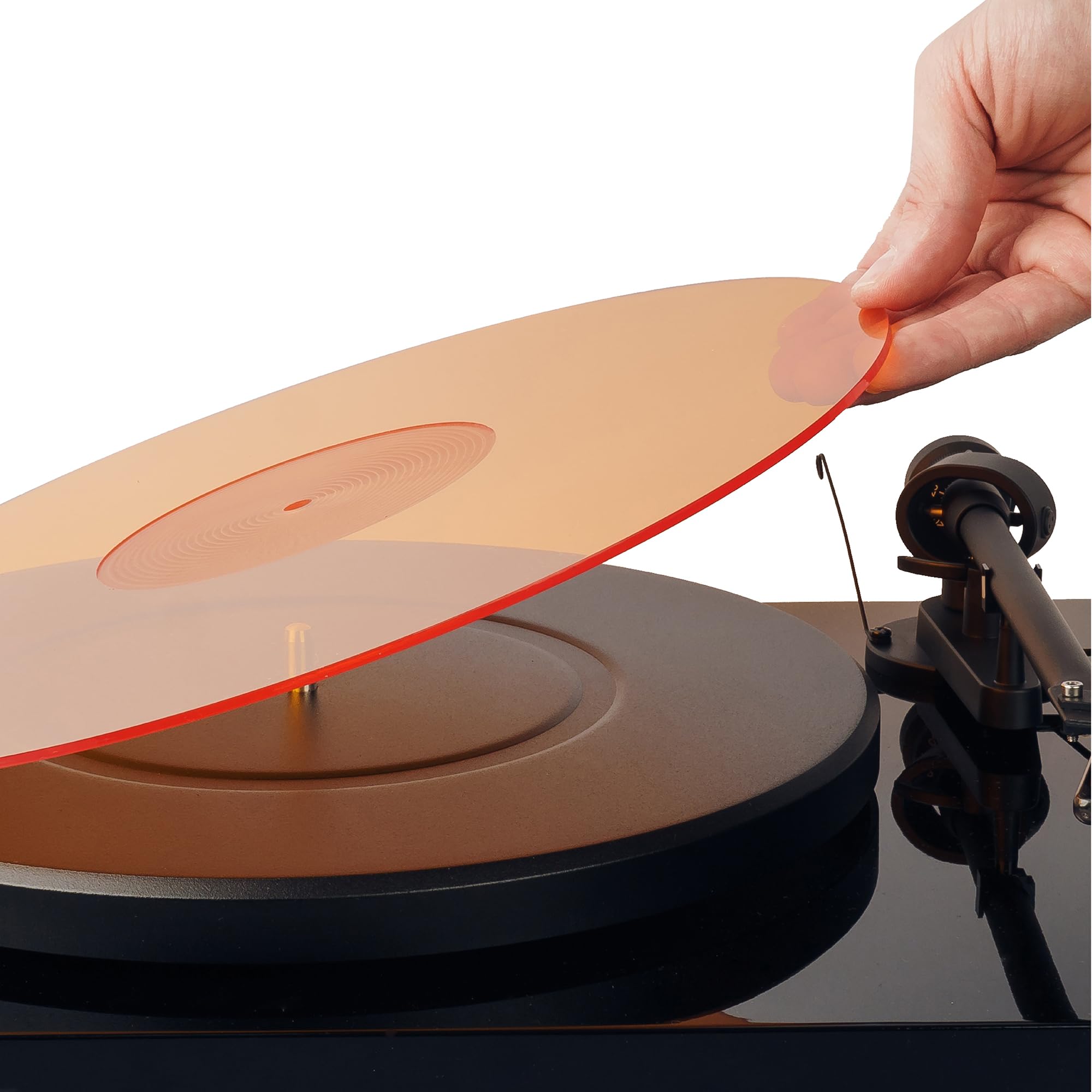 Hudson Hi-Fi Acrylic Turntable Mat – 11.75” Anti-Static Turntable Slipmat with Label Recess – 1/8” Thick Acrylic Platter Mat for Vinyl LP Record Players – Black
