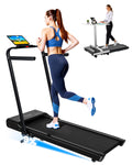 DeerRun Walking Pad Treadmill with Incline and Handle Bar, 4-in-1 Foldable Under Desk Treadmills for Home Small or Office, 300 lbs Capacity 3.0 HP Folding Portable Walking Pad with APP