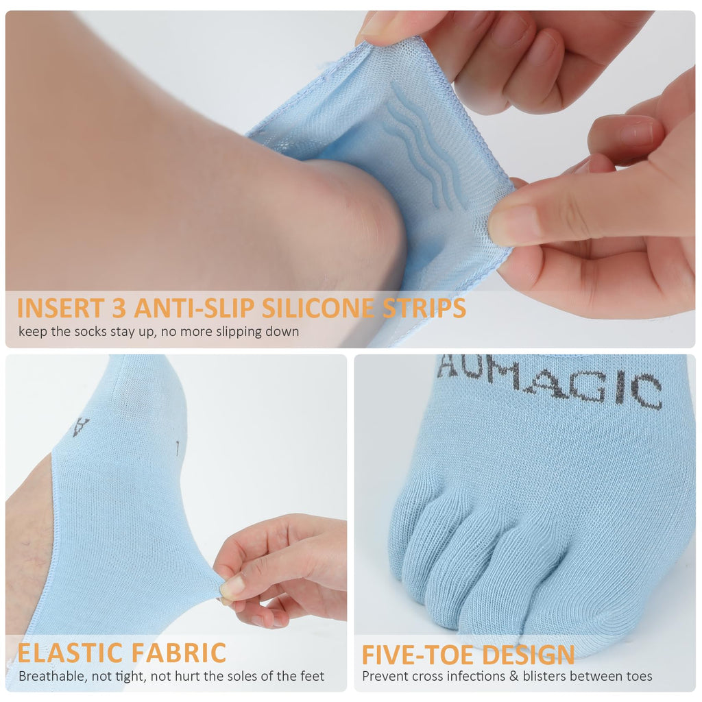 Toe Socks No Show for Women & Men Running Five Fingers Athletic Invisible Liner Socks, Moisture Wicking