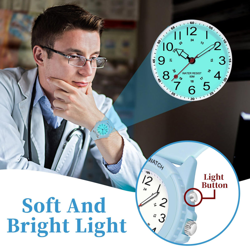 PROKING Waterproof Nurse Watch for Medical Professionals Students Women Men, Night Light, 12/24 Hour Military Time Easy to Read Dial, Second Hand Watch for Nursing Day Gifts