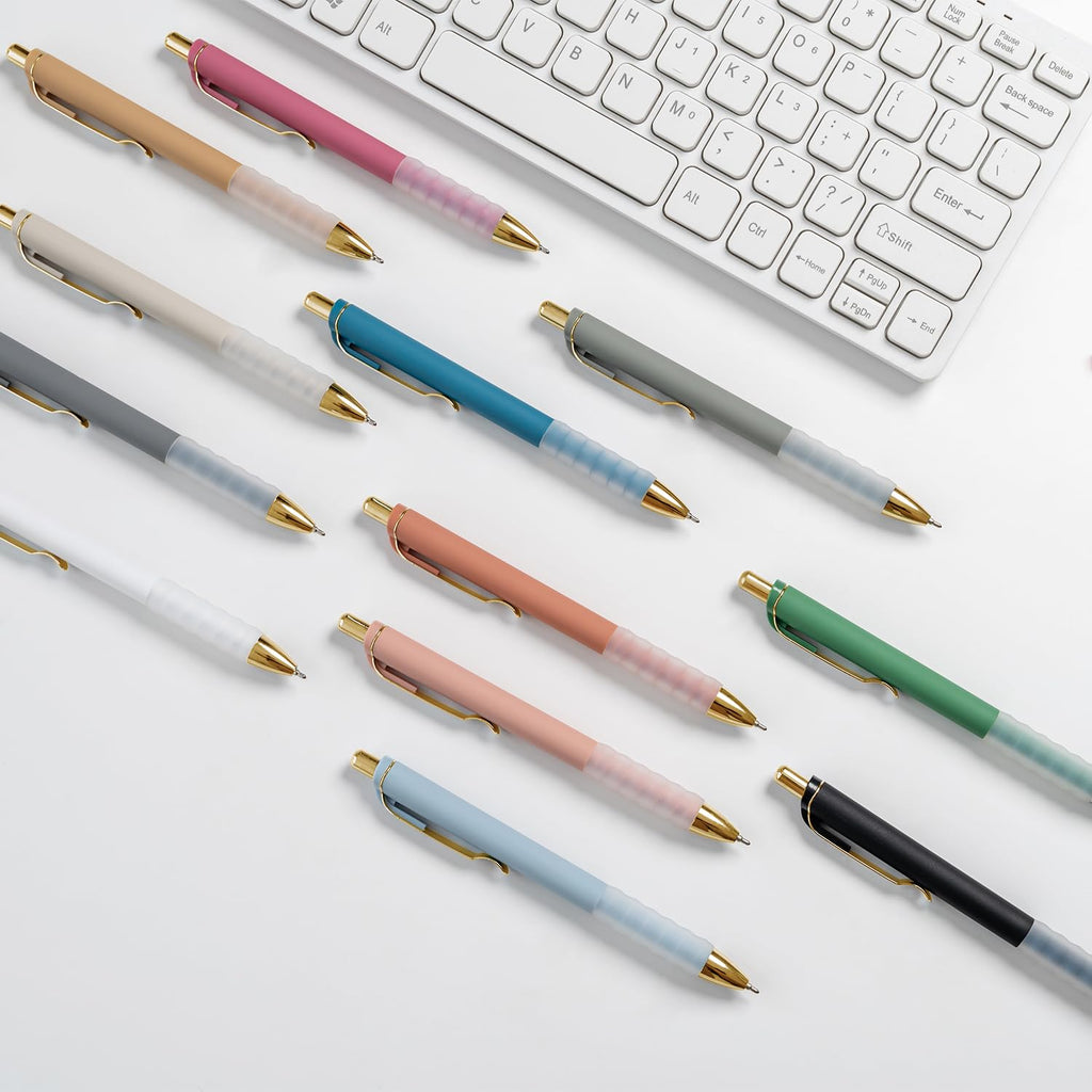 Linbsunne Ballpoint Pens Medium Point 1mm Pen with Super Soft Grip Ball Point Pen for Men Women Retractable Pens (Blue Ink+Black Ink+Red Ink)