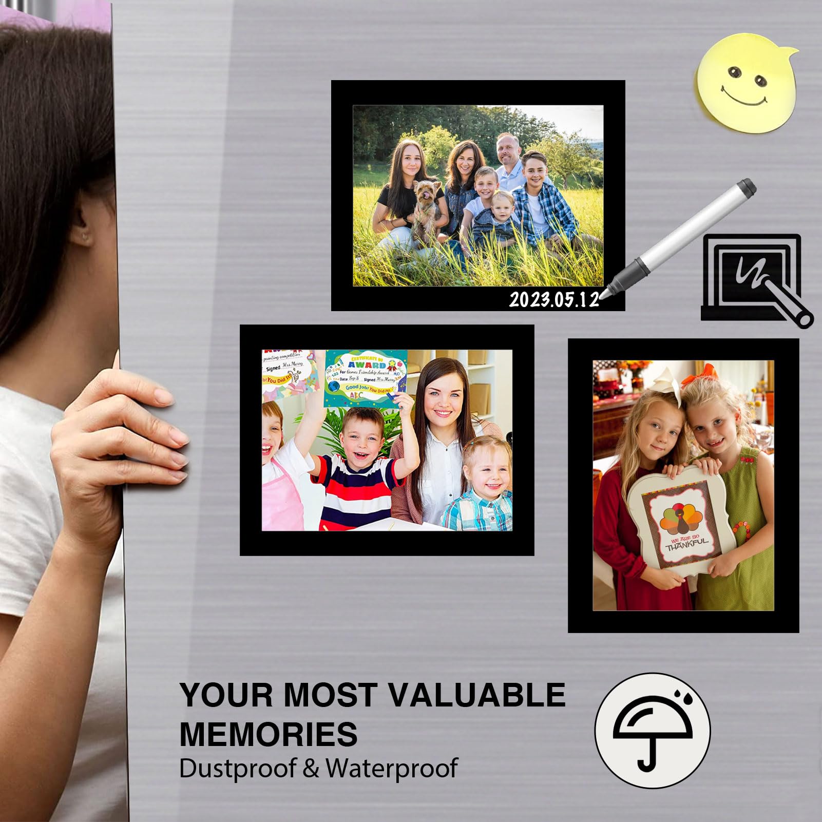 STTMGN Magnetic Picture Frames with Black Border(2.5"X3.5",12 Pack),Mini Wallet Size Magnet Photo Sleeves Pockets/Holder,Decorations for Home/Office/School/Classroom/Party