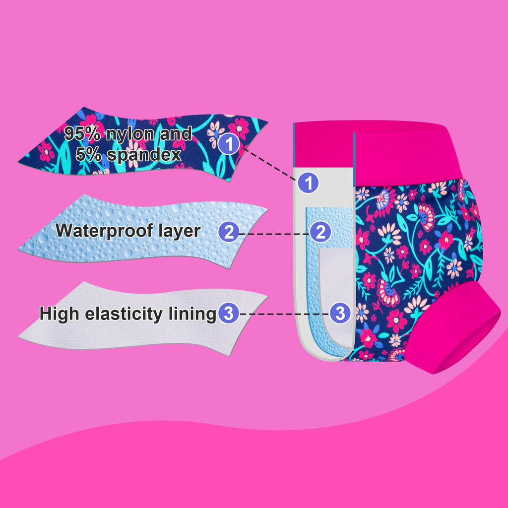 BIG ELEPHANT Baby Swim Diapers 3pcs, Reusable Adjustable Washable Waterproof Swimming Diaper for Boy's and Girl's 6Months - 5 Years