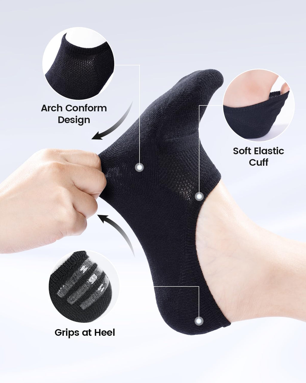 IDEGG No Show Socks Women 10 Pairs Low Cut Anti-Slid Novelty Athletic Casual Invisible Liner Socks
