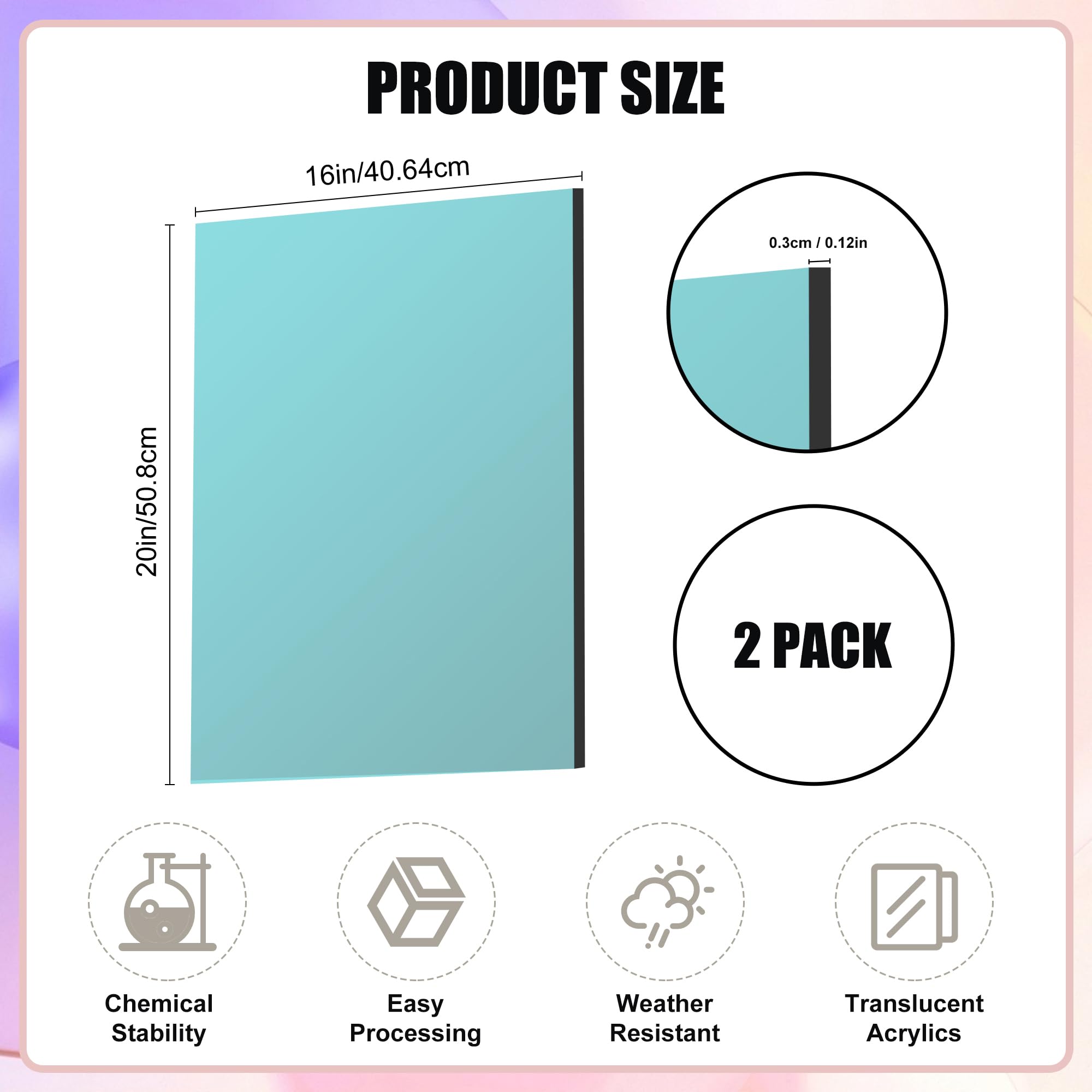 Lesnlok Blue Acrylic Sheets 1/8 inch Thick 3mm 6 Pack 3 x 5 Clear Plexiglass Sheets,for Sign,Craft,Painting,Laser Cutting,DIY Display Projects… (3"x 5", Blue, 6)