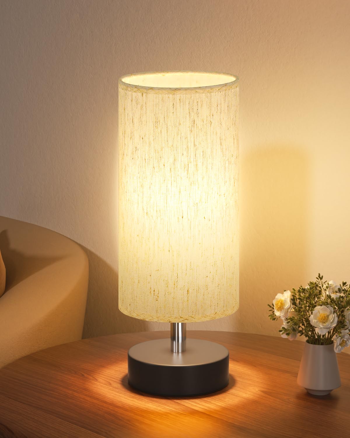 PartageiZ Small Table Lamp for Bedroom Set of 2 - Bedside Lamps for Night Stands, Minimalist Nightstand Light Lamp, Desk Lamps for Reading Room, Kids Room, Living Room, Office, Dorm