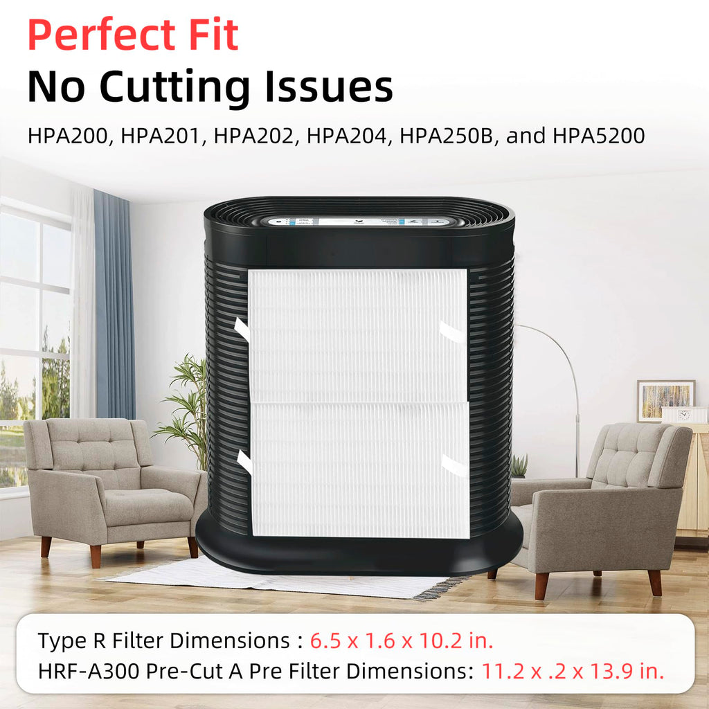 HPA200 Replacement Filters for Honeywell HPA200 HRF-ARVP200 Series Air Purifiers HPA200, HPA201, HA202, HPA204, HPA250, HPA5200, 2 R Filter and 4 Activated Carbon Pre-Filters A
