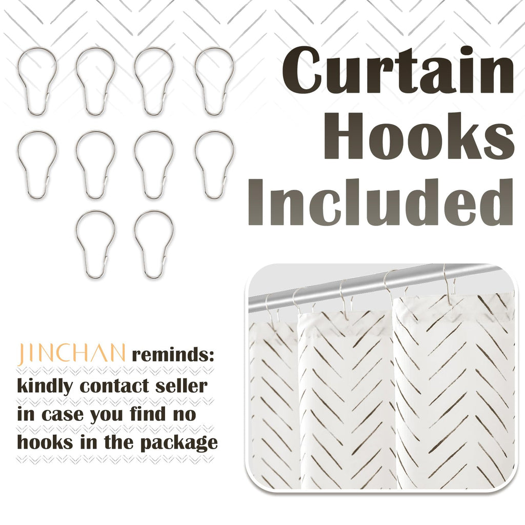jinchan Small Stall Black and White Shower Curtain 36x72 Inches Inky Herringbone Chevron Zig Zag Waterproof Fabric Modern Farmhouse Shower Curtains for Bathroom with 7 Hooks