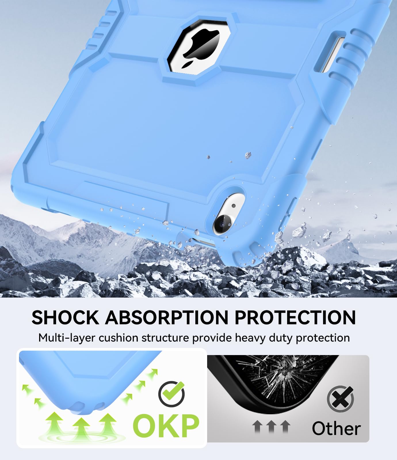 OKP Case for iPad 9th/ 8th/ 7th Generation (2021/2020/2019), Heavy Duty 10.2 inch iPad Shockproof Rugged Protective Cover with Built-in Stand, Hard iPad 9 8 7 Gen Cases for Kids Girls Boys, Black