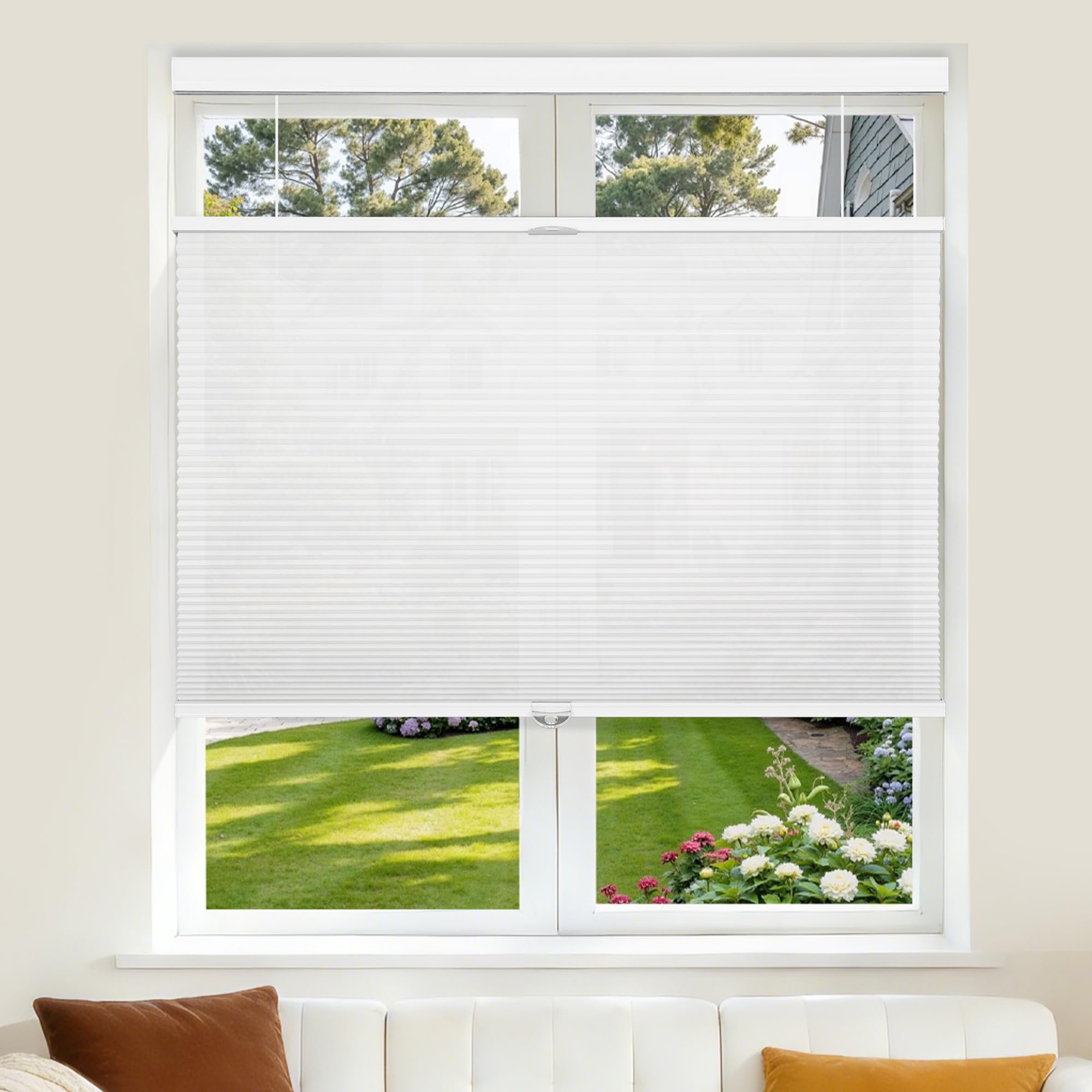 Grandekor Top Down Bottom Up Cordless Cellular Shades, Custom Blackout Honeycomb Blinds for Windows Room Darkening Blinds & Shades for Living Room Bedroom