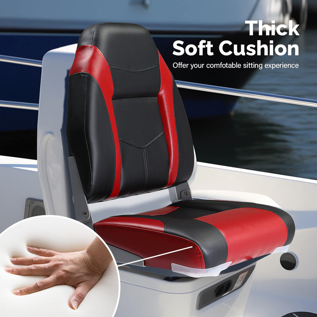 PEXMOR Boat Seats, Low/High Back, Folding, Waterproof, Captain Seat, 2 Packs (High Back-Blue & White)