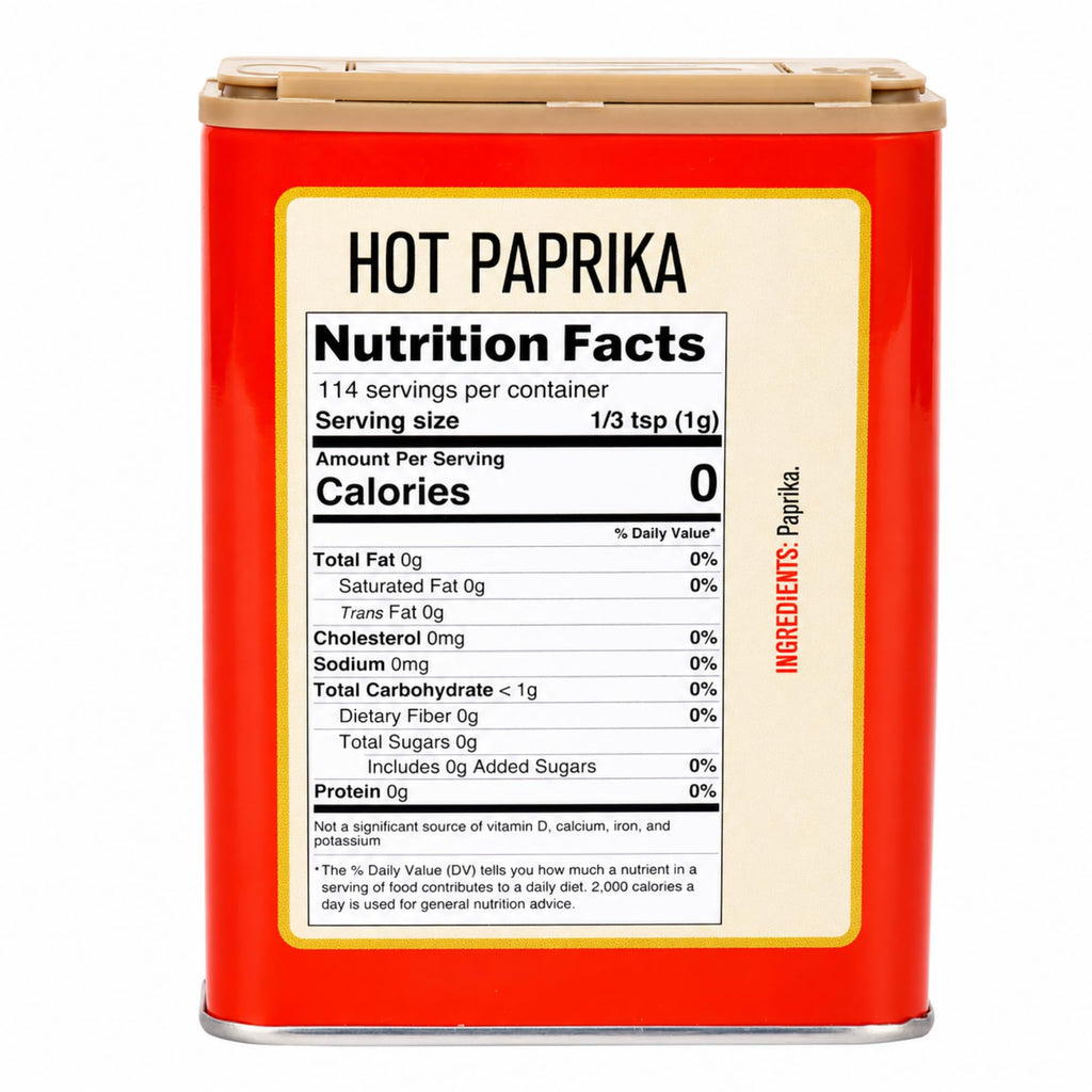 Pride of Szeged Hot Paprika Powder, Bright Red, 4 oz. Tin, 1-Count