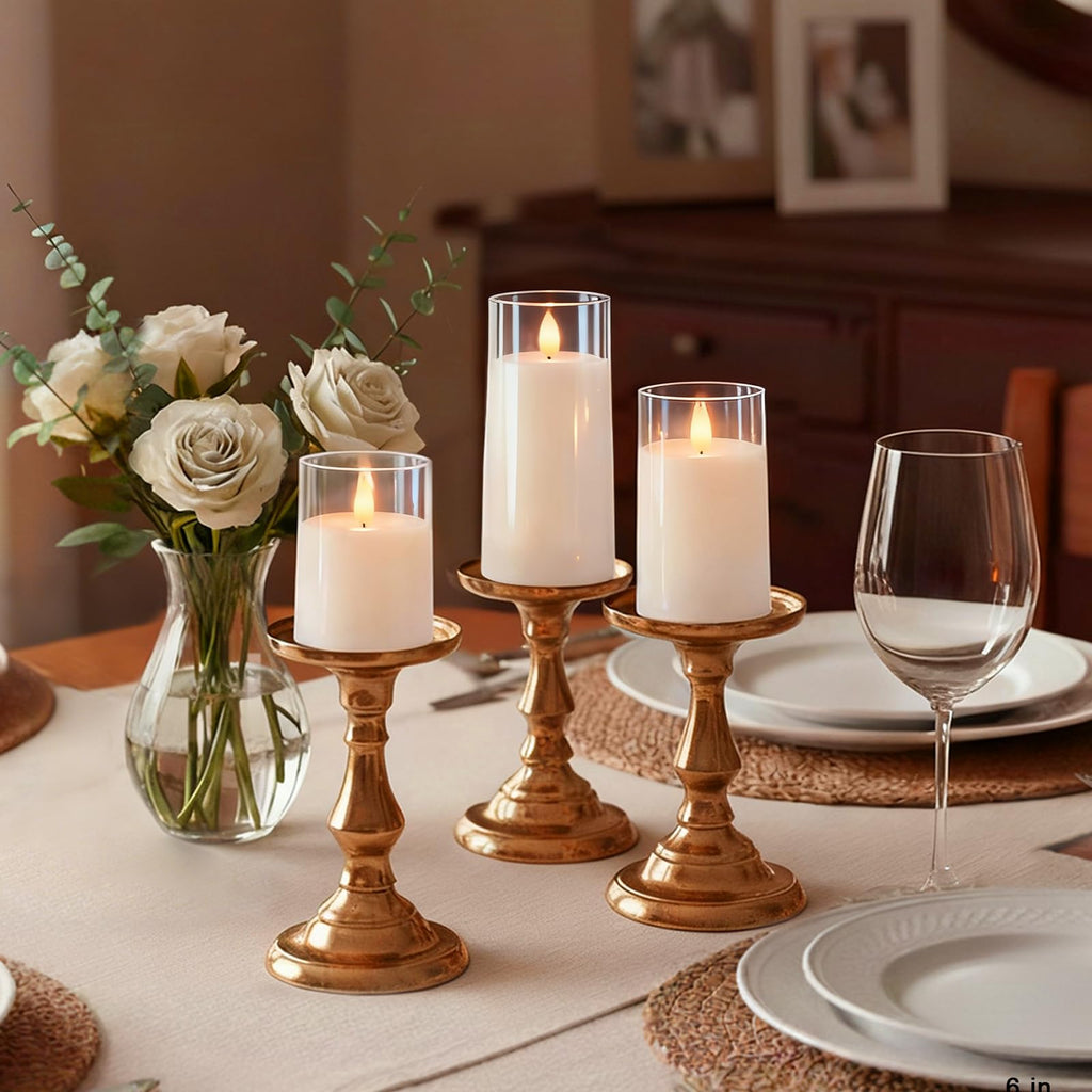 Raycare Flameless Candles Battery Operated with Remote Timer, Acrylic Flickering LED Pillar Candle for Christmas, Wedding, Home Decor, Gift for Family and Friend, White, Set of3