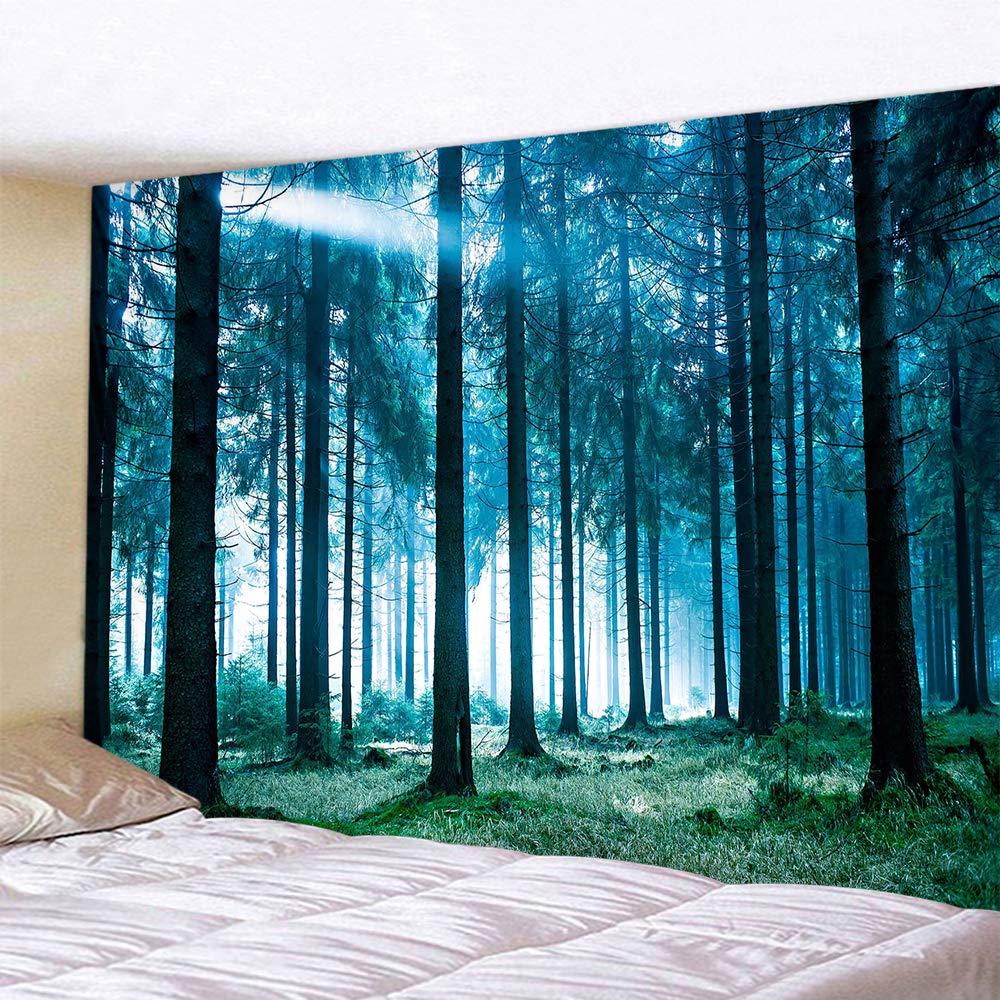 Llamazing Forest Landscape Home Decor - Living Room & Bedroom Magic Tapestry (Sunlight&Creek, 60''L51''W)
